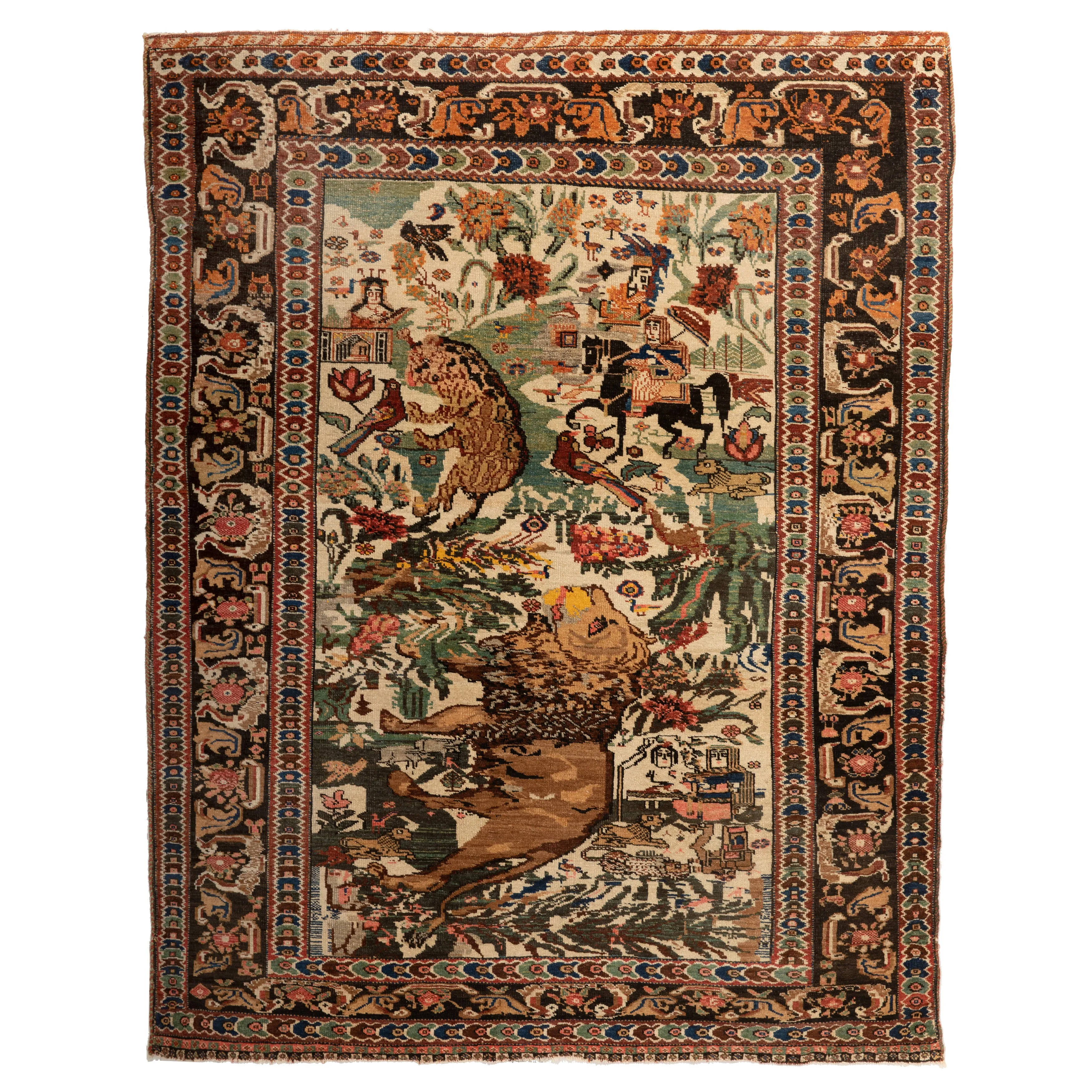 Multicolored Traditional Per Kashgar Rug - 4'7" x 5'11"