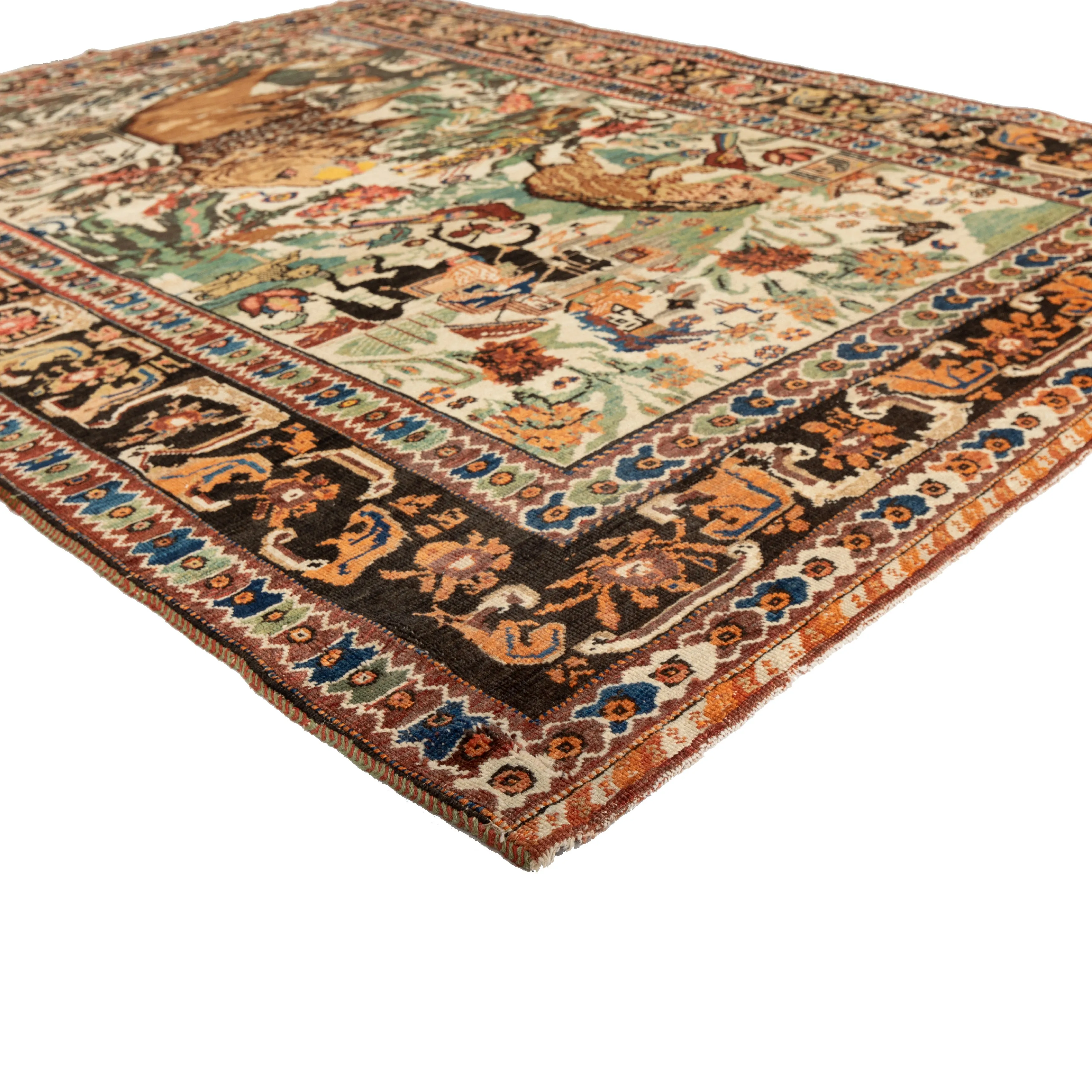 Multicolored Traditional Per Kashgar Rug - 4'7" x 5'11"