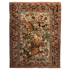 Multicolored Traditional Per Kashgar Rug - 4'7" x 5'11"