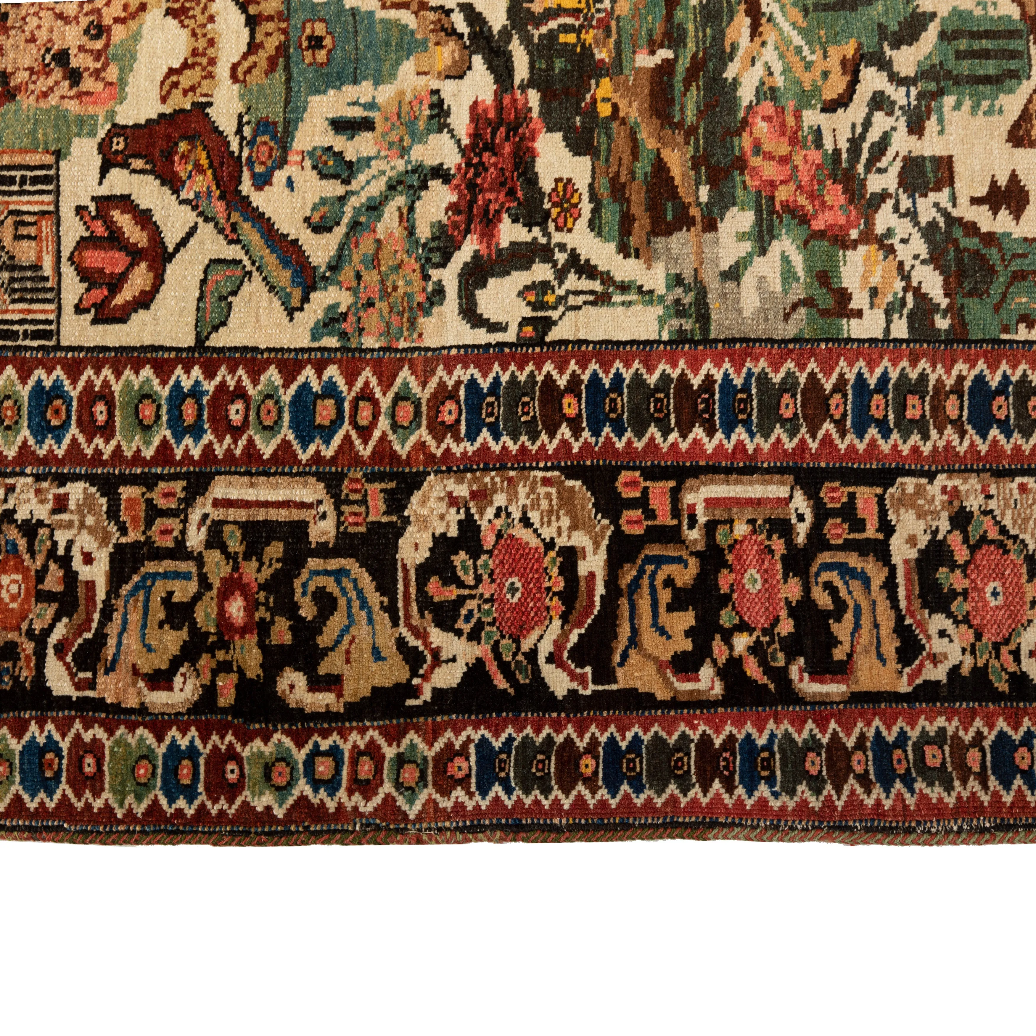 Multicolored Traditional Per Kashgar Rug - 4'7" x 5'11"
