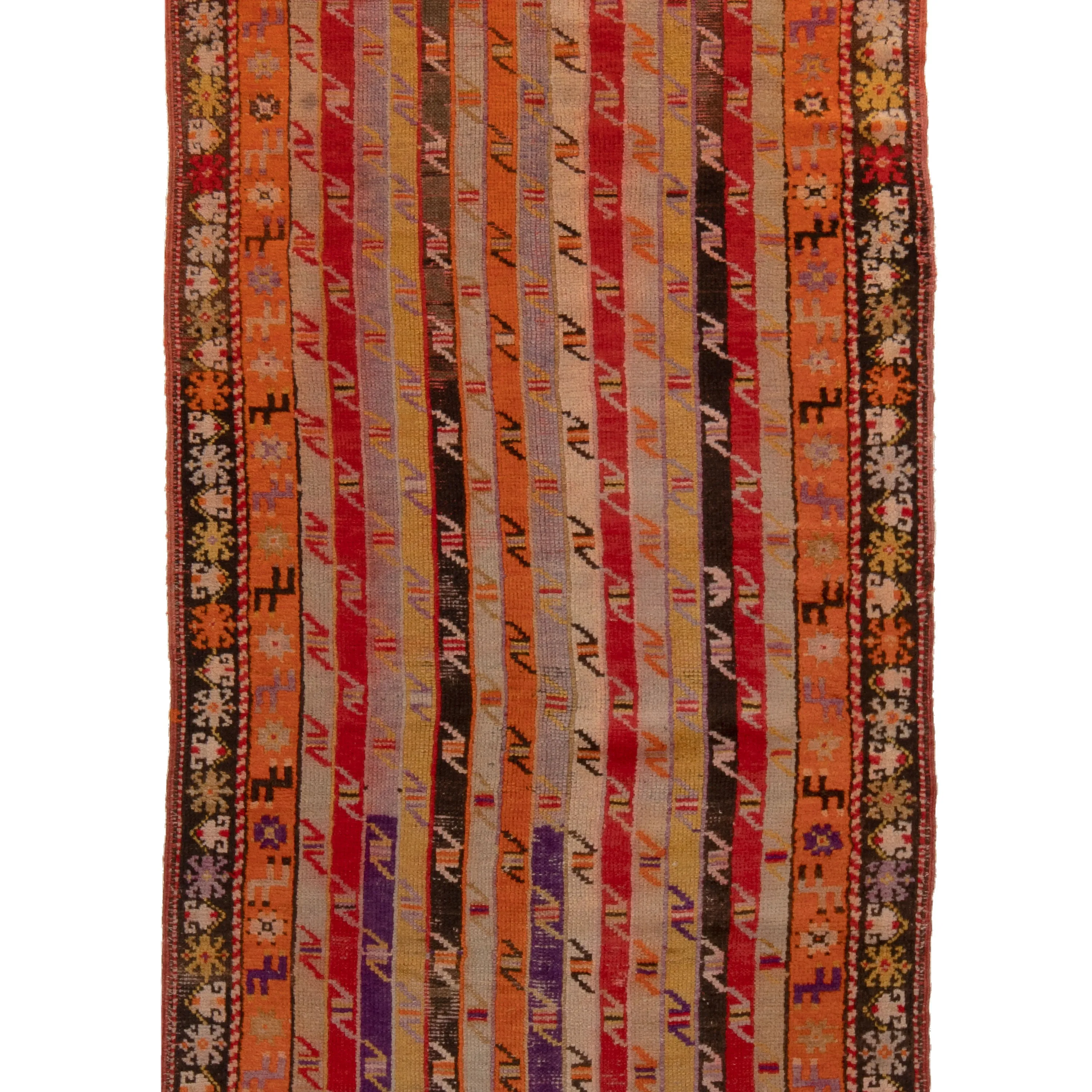 Multicolored Traditional Wool Runner - 3'2" x 11'3"