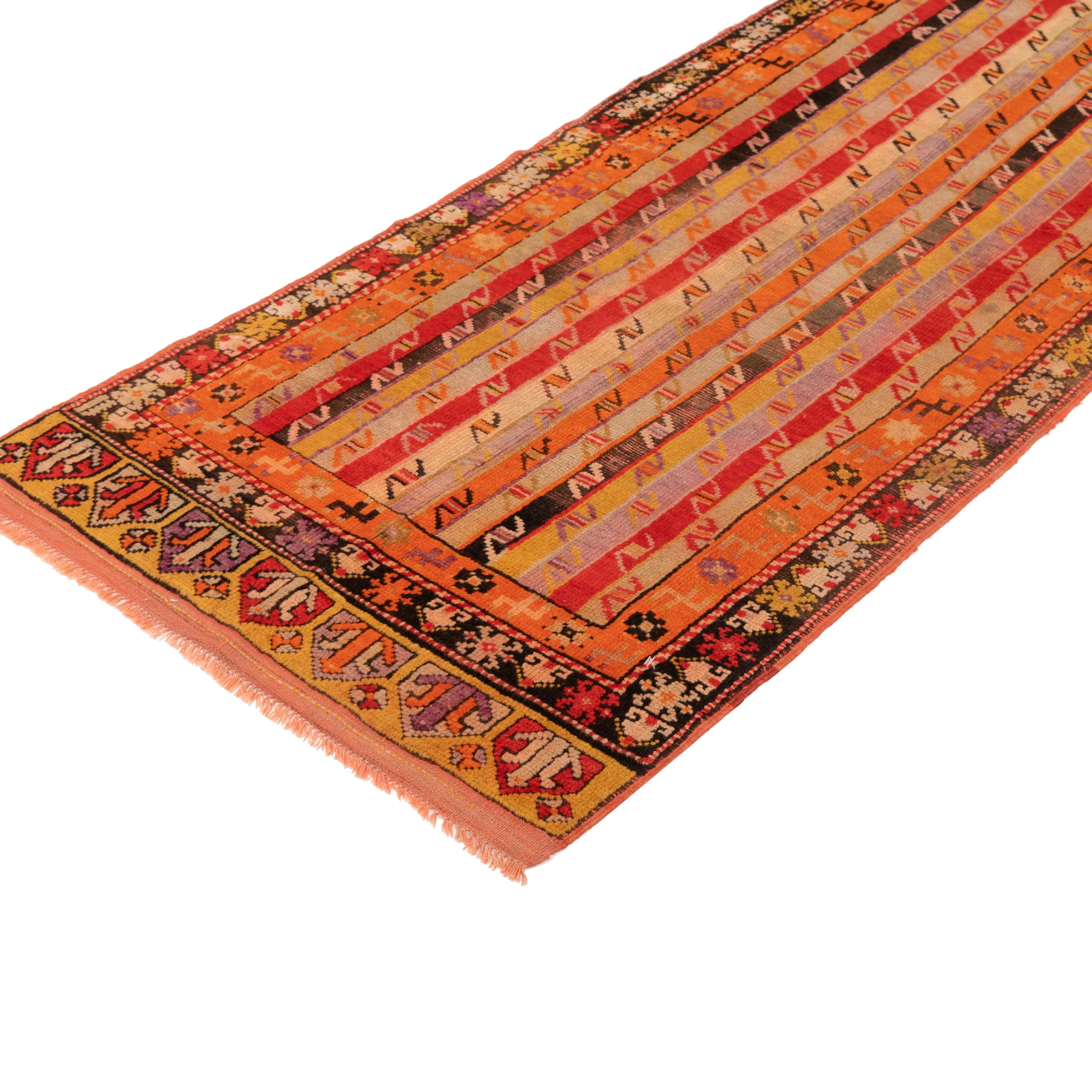 Multicolored Traditional Wool Runner - 3'2" x 11'3"