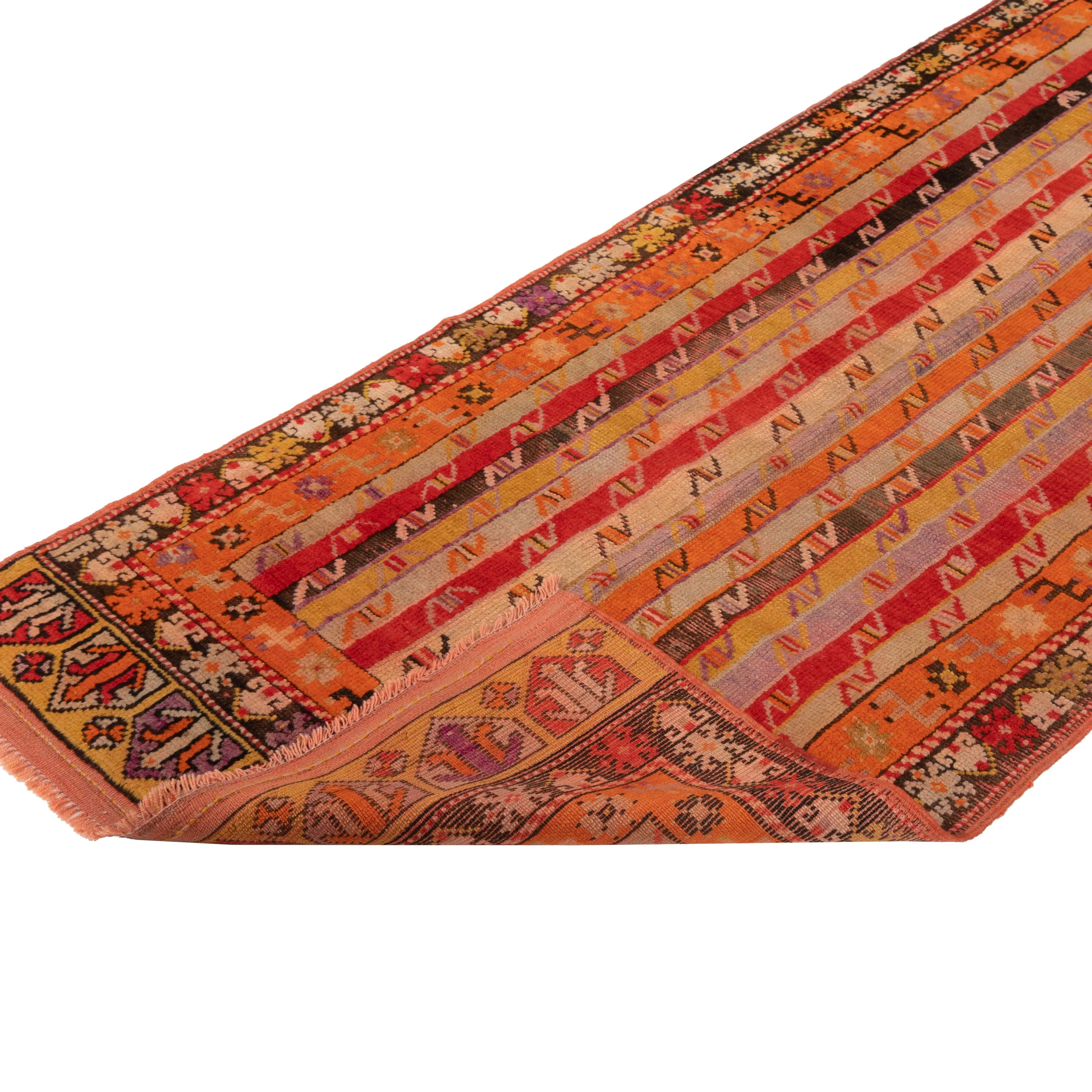 Multicolored Traditional Wool Runner - 3'2" x 11'3"