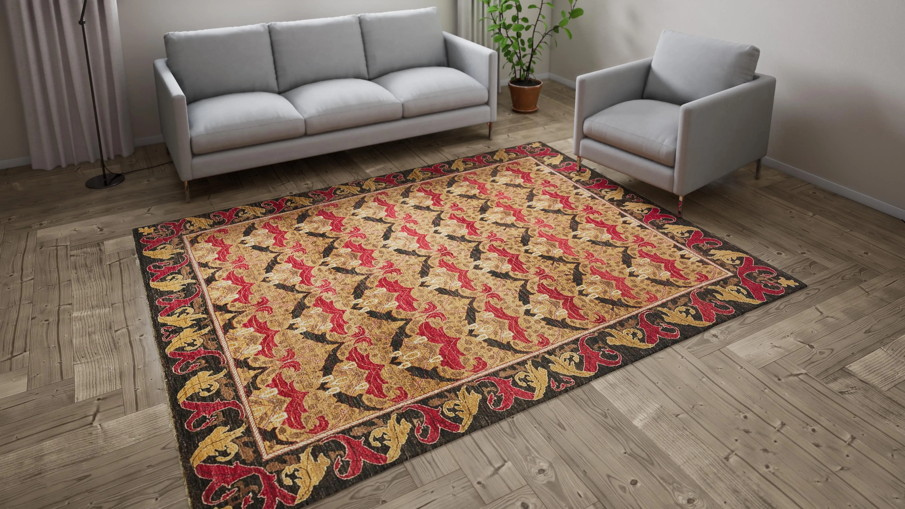 Multicolored Transitional Wool Rug - 7'10" x 9'10"