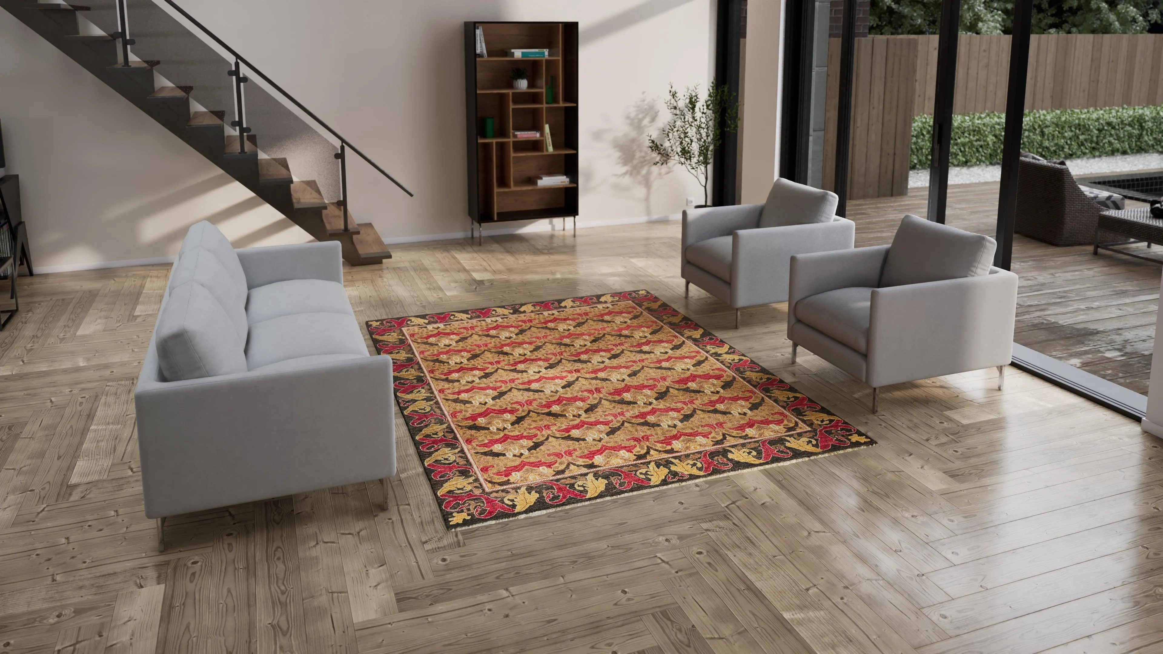 Multicolored Transitional Wool Rug - 7'10" x 9'10"