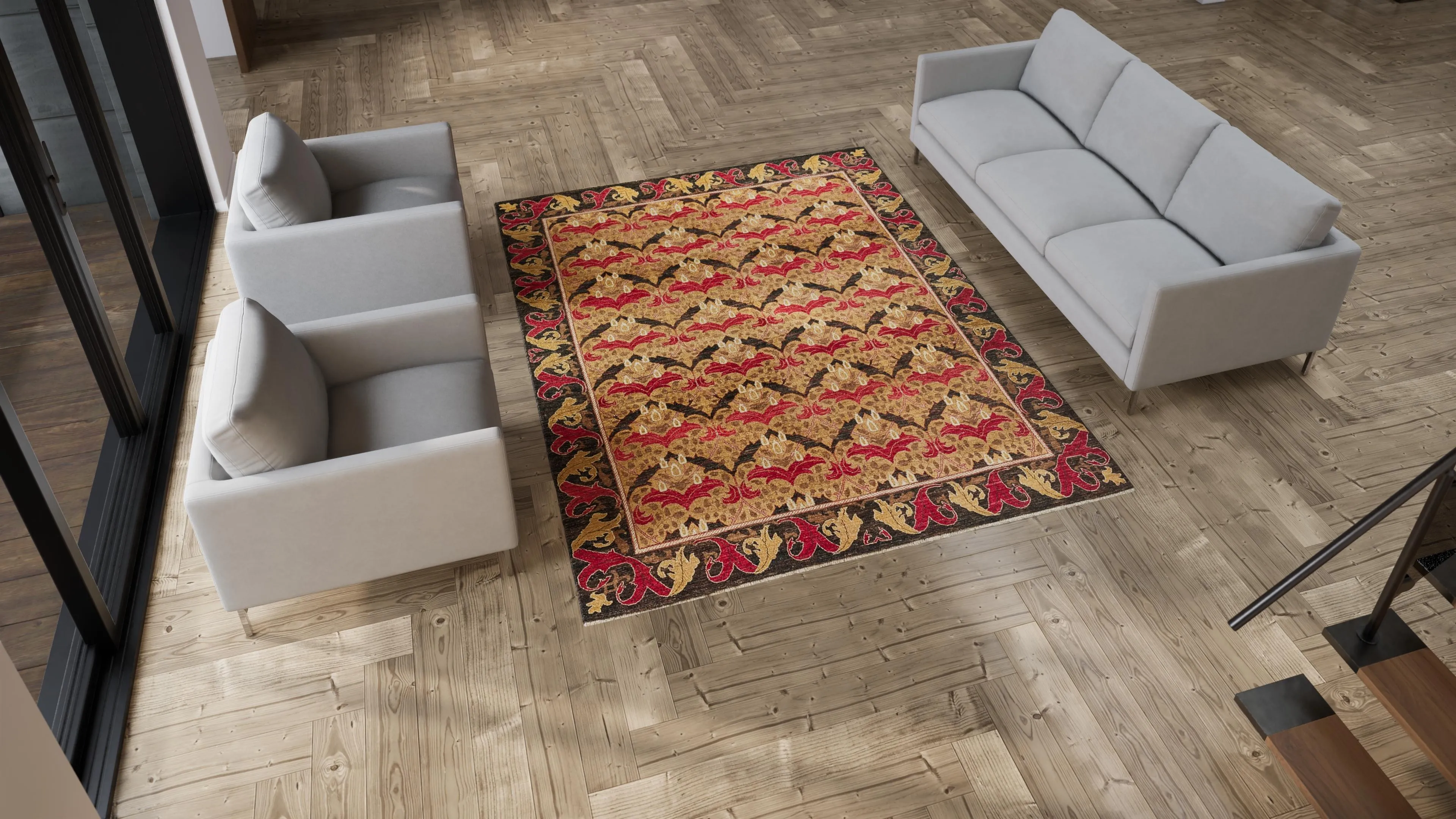 Multicolored Transitional Wool Rug - 7'10" x 9'10"