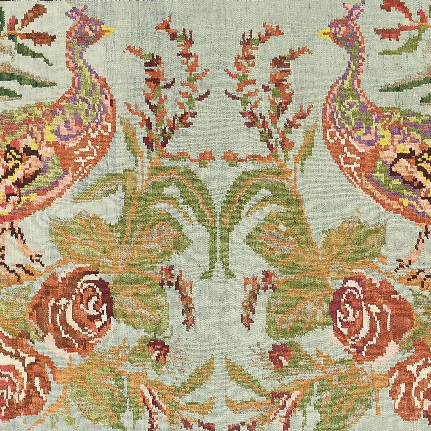 Multicolored Turkish Flatweave Wool Rug - 6'7" x 11'