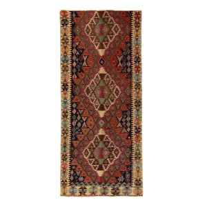 Multicolored Vintage Flatweave Wool Turkish Kilim Runner - 5'2" x 13'1"