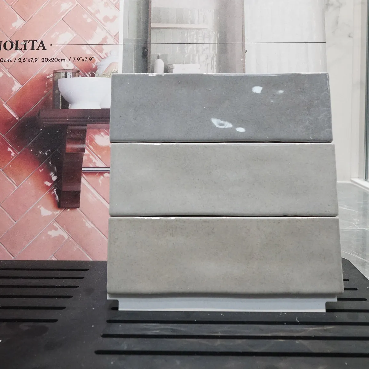 Nolita Gris Porcelain Wall Tile 6.5x20cm Glossy