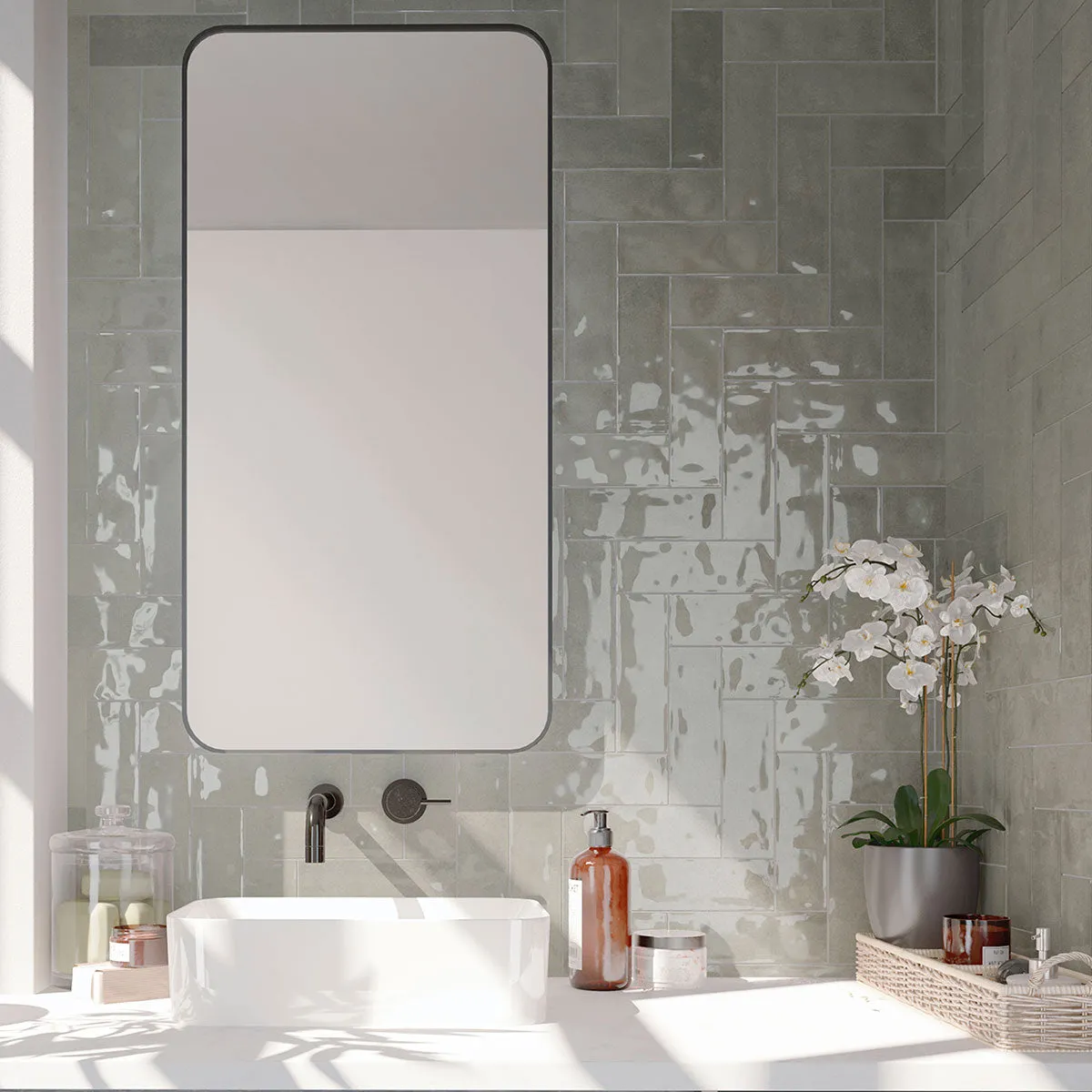 Nolita Gris Porcelain Wall Tile 6.5x20cm Glossy