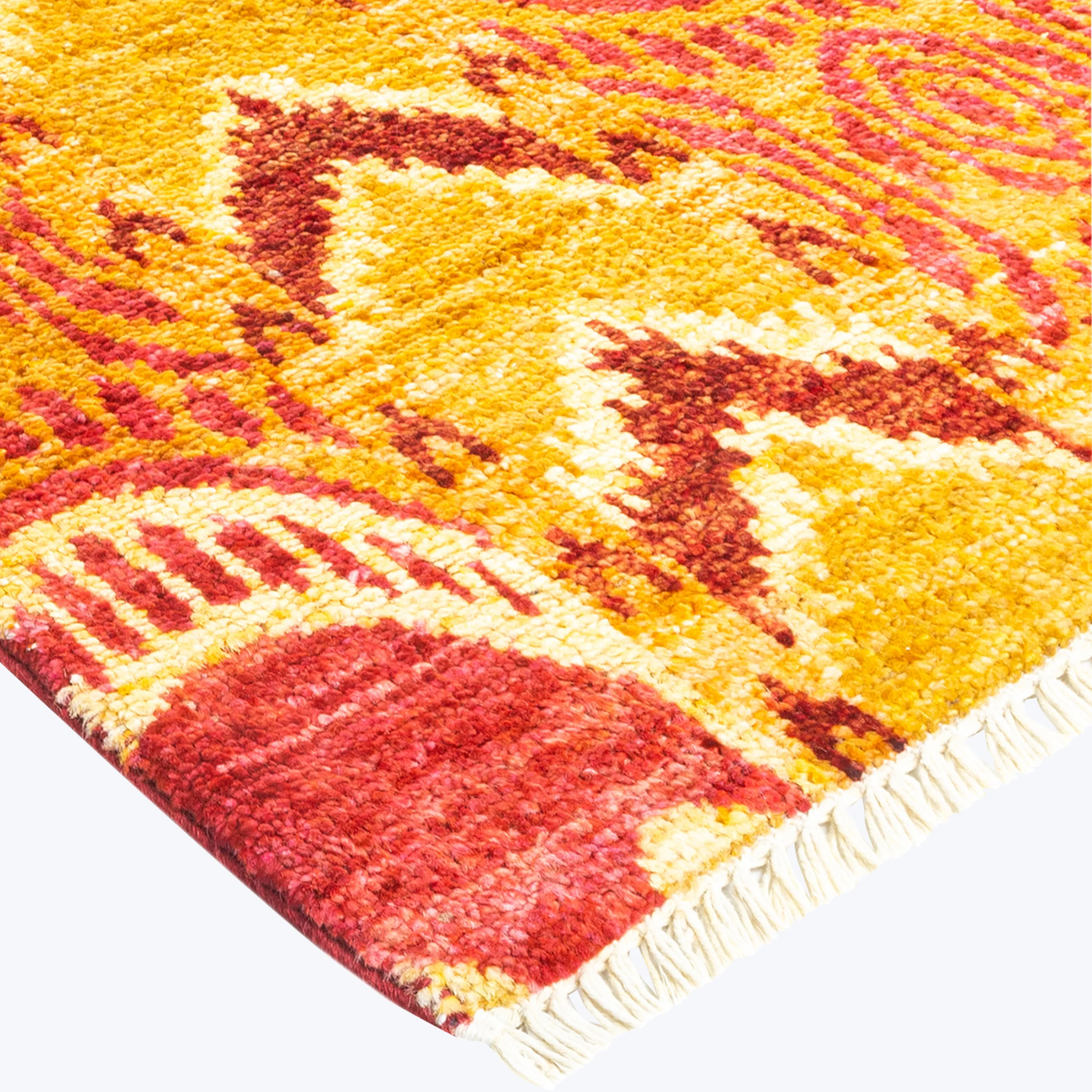 Orange Traditional Wool Rug - 6' 1 x 9' 3"