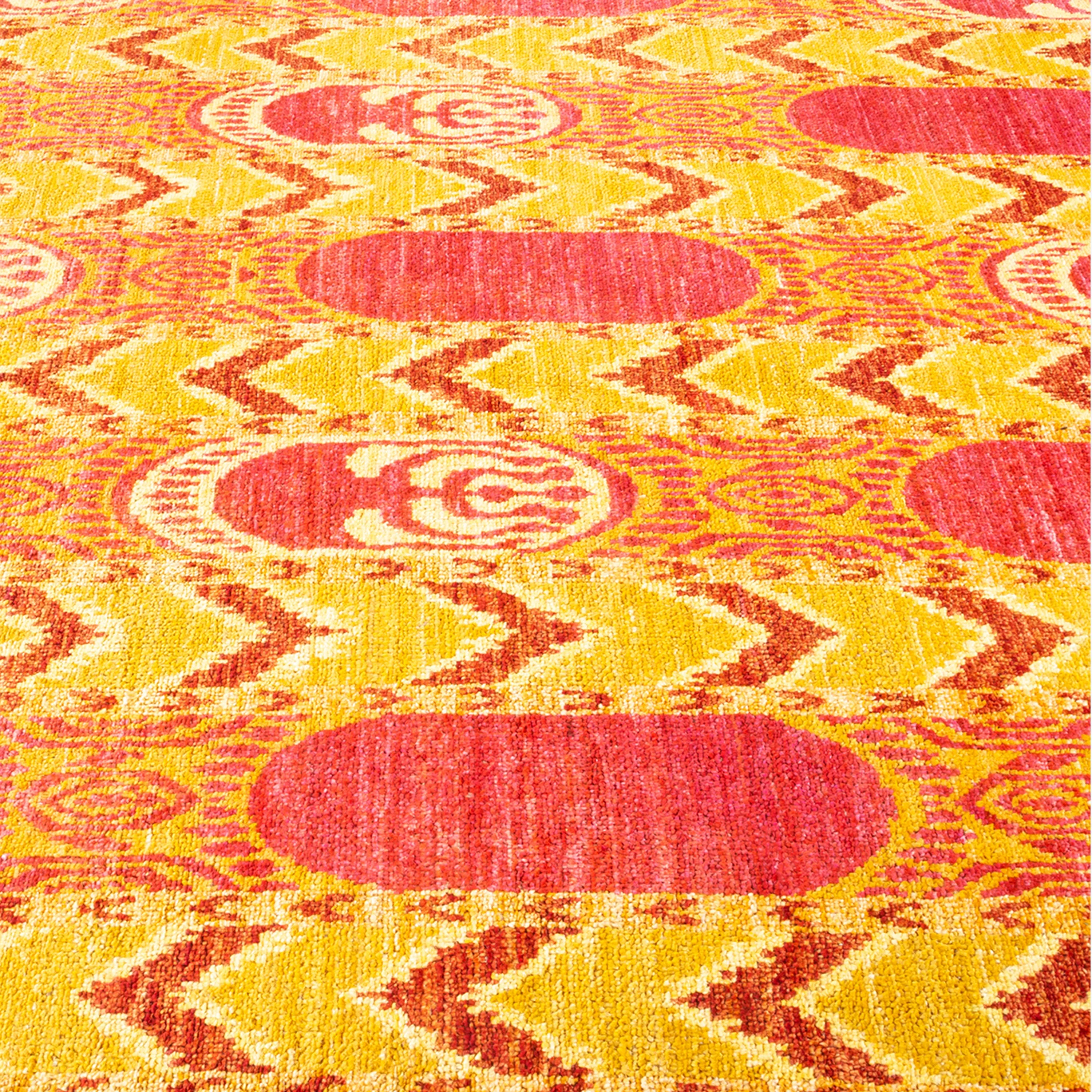 Orange Traditional Wool Rug - 6' 1 x 9' 3"