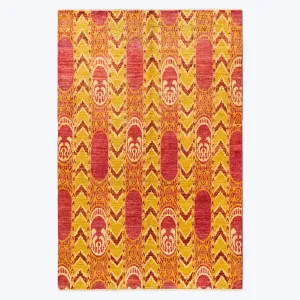 Orange Traditional Wool Rug - 6' 1 x 9' 3"