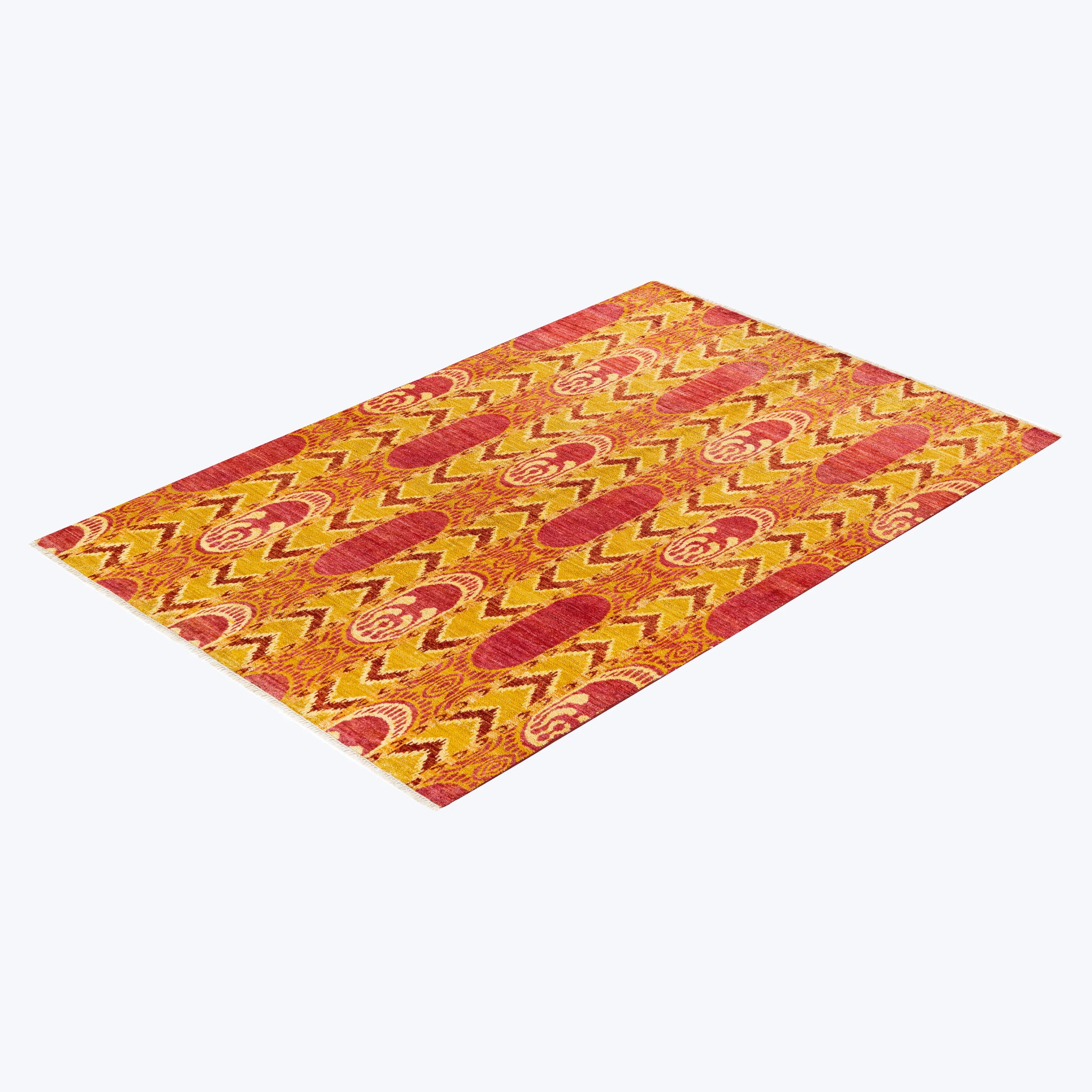 Orange Traditional Wool Rug - 6' 1 x 9' 3"