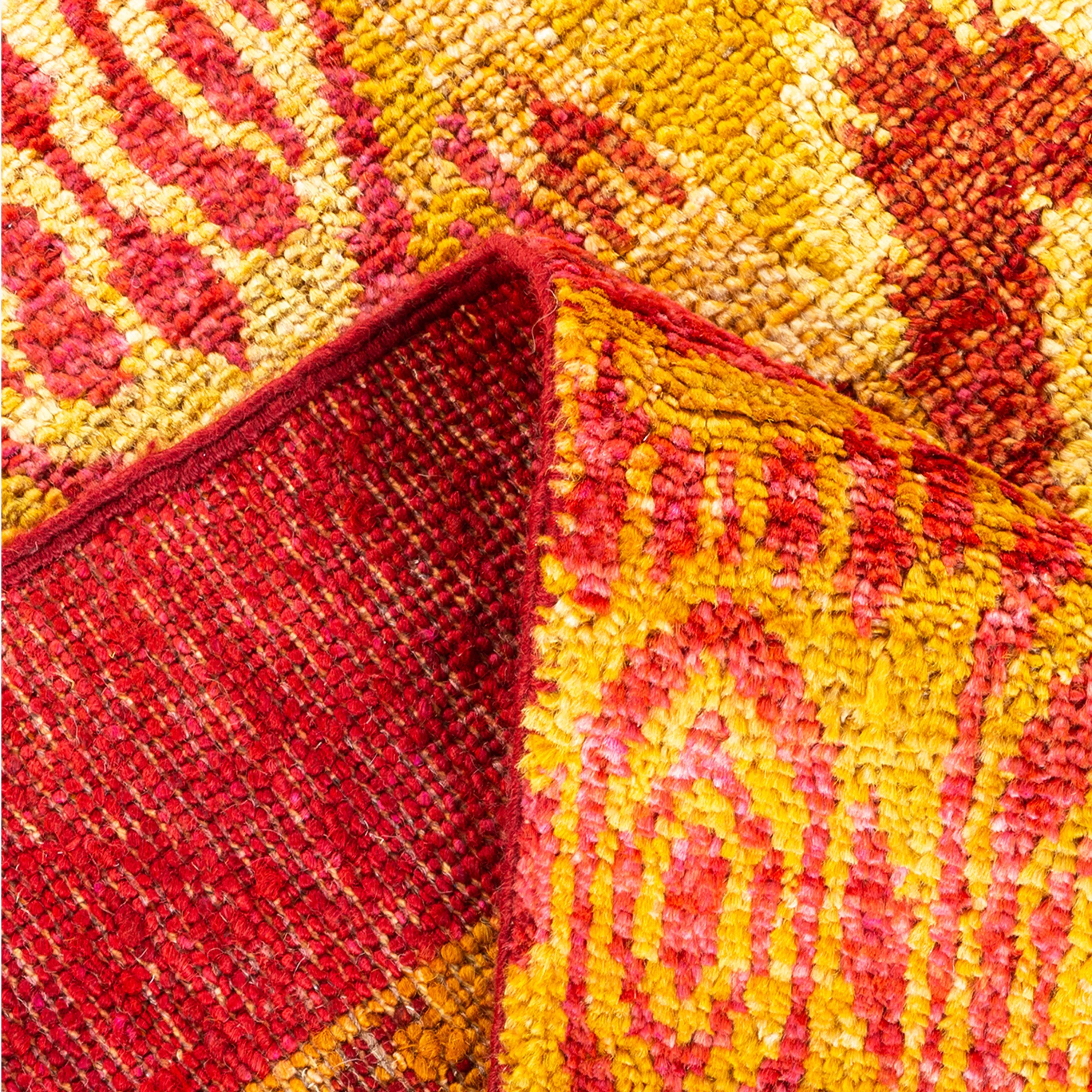 Orange Traditional Wool Rug - 6' 1 x 9' 3"