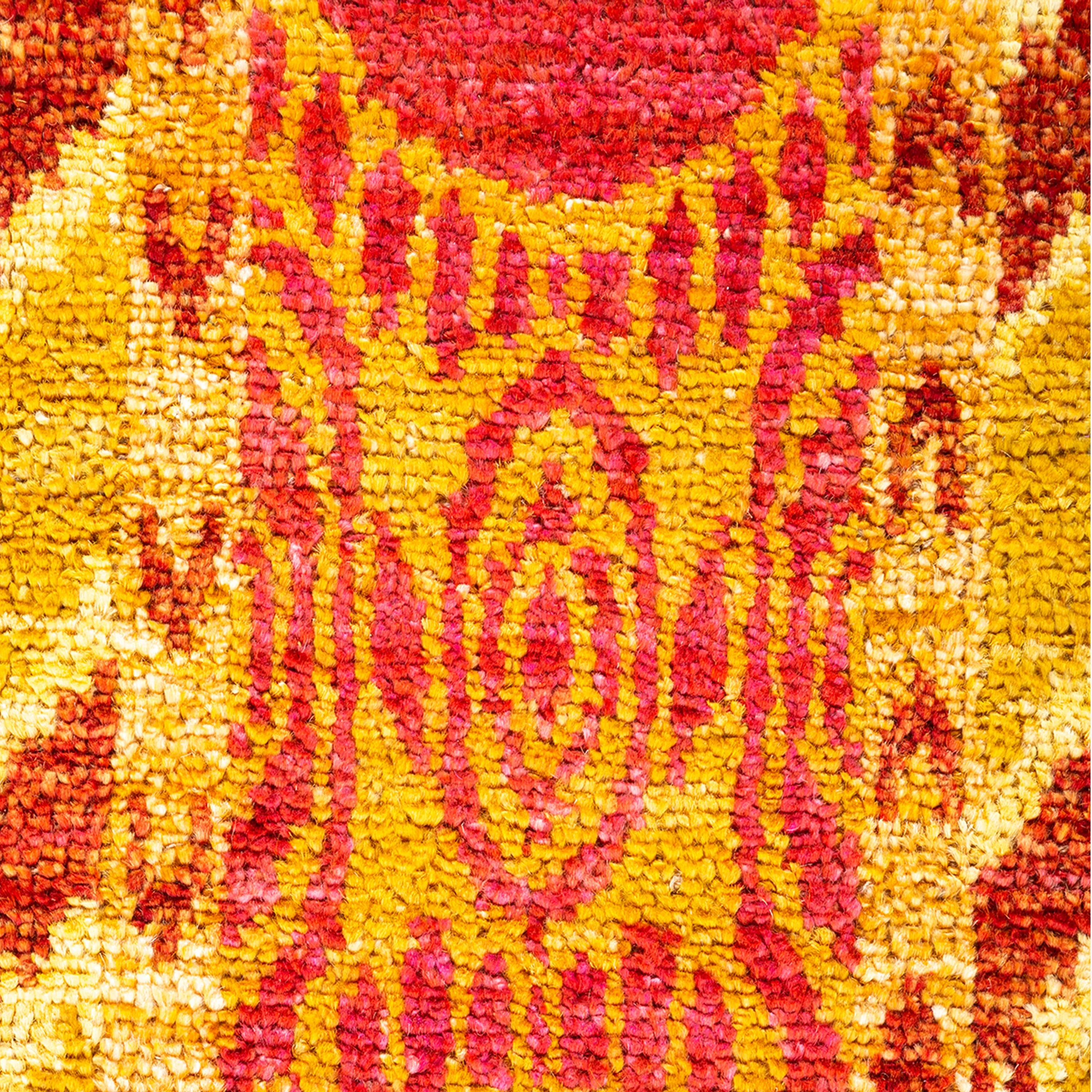 Orange Traditional Wool Rug - 6' 1 x 9' 3"