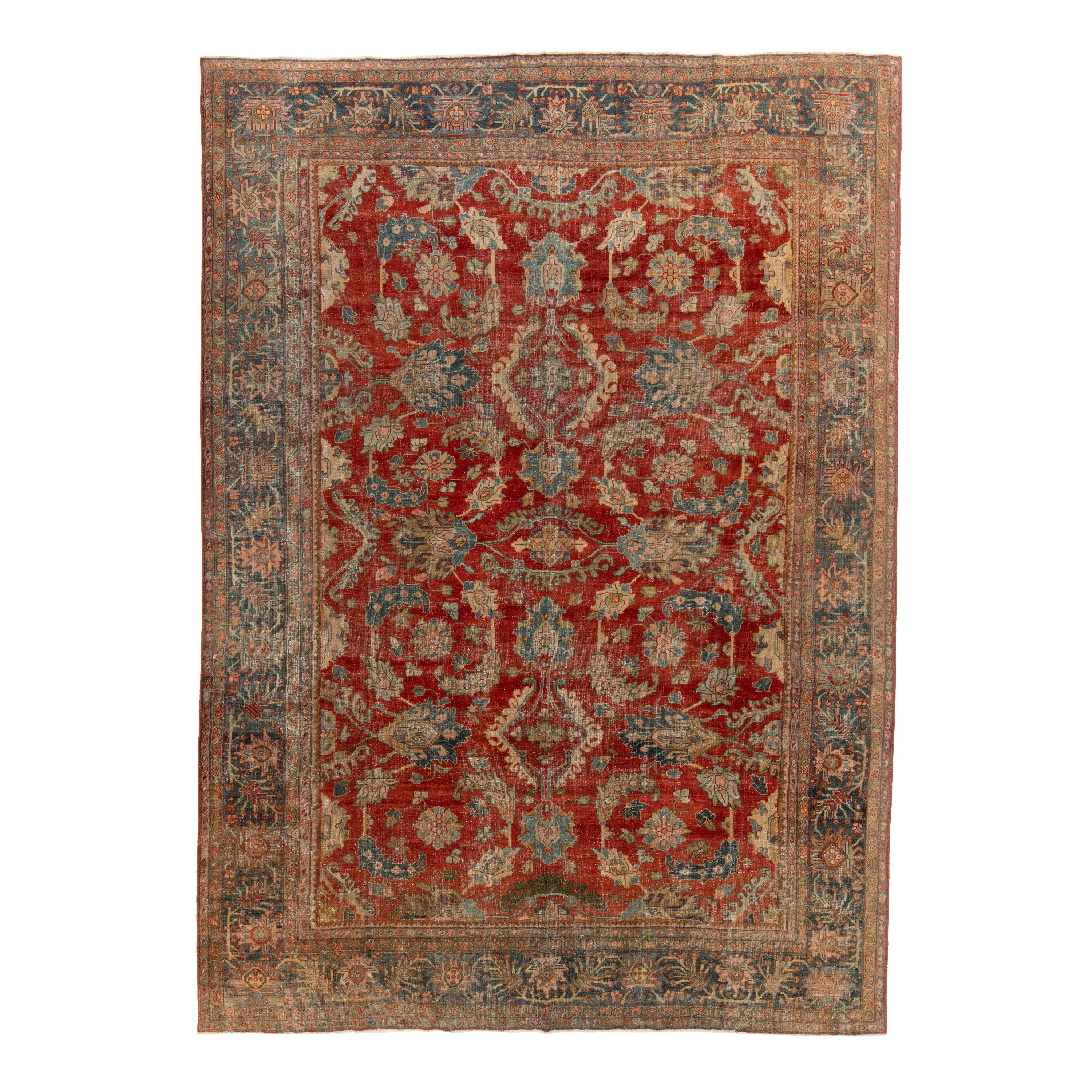 Orange Vintage Persian Sultanabad Rug - 8'10" x 12'6"