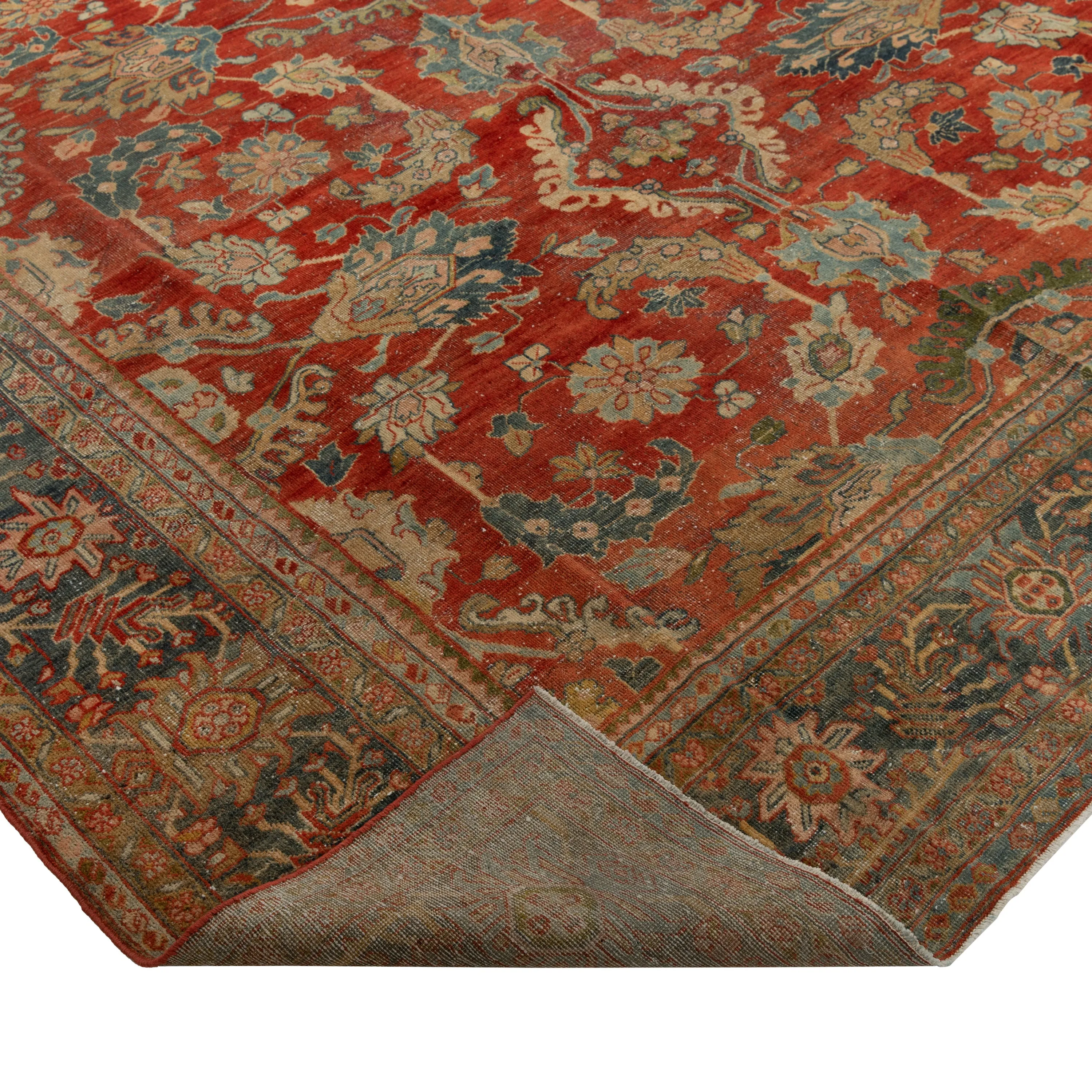 Orange Vintage Persian Sultanabad Rug - 8'10" x 12'6"