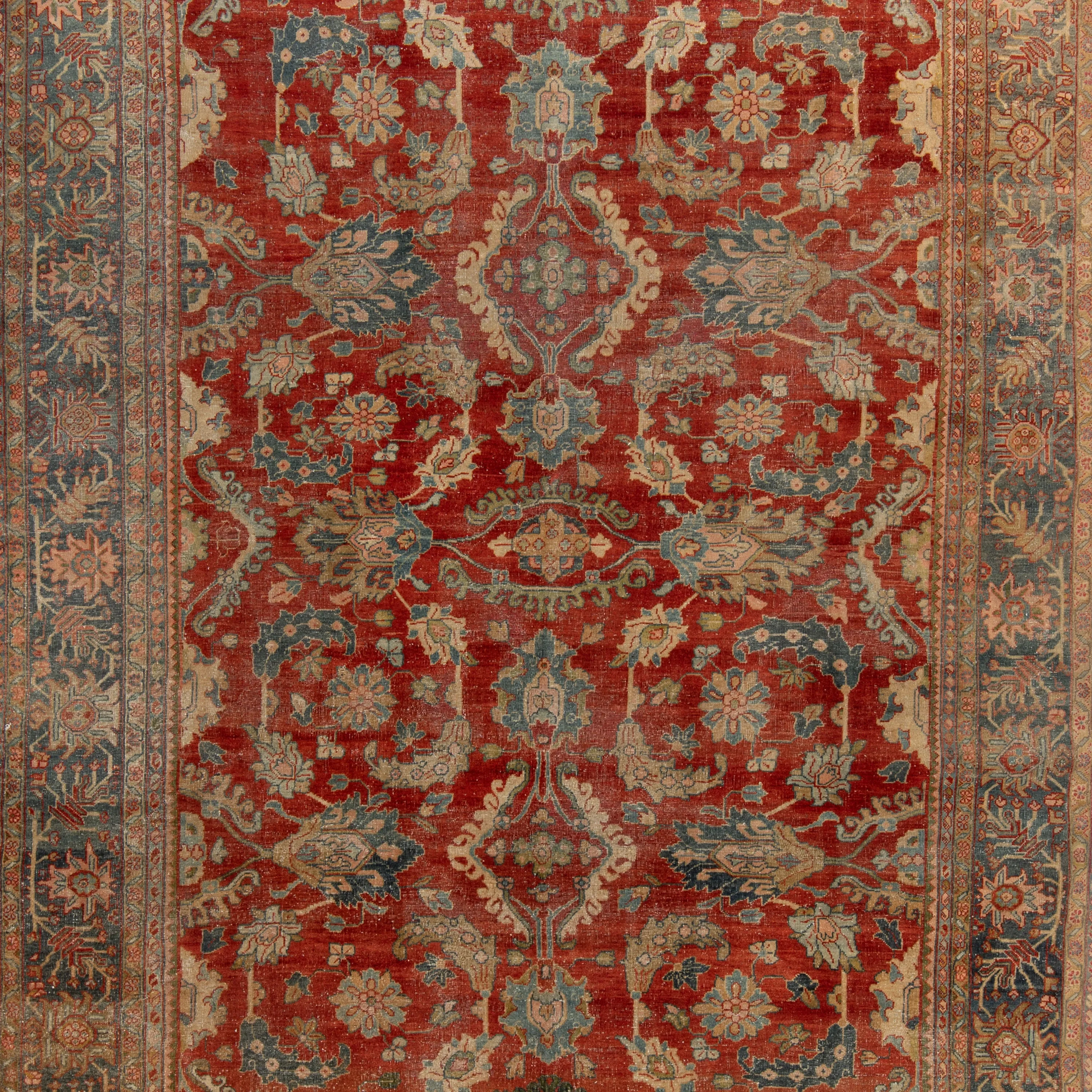 Orange Vintage Persian Sultanabad Rug - 8'10" x 12'6"