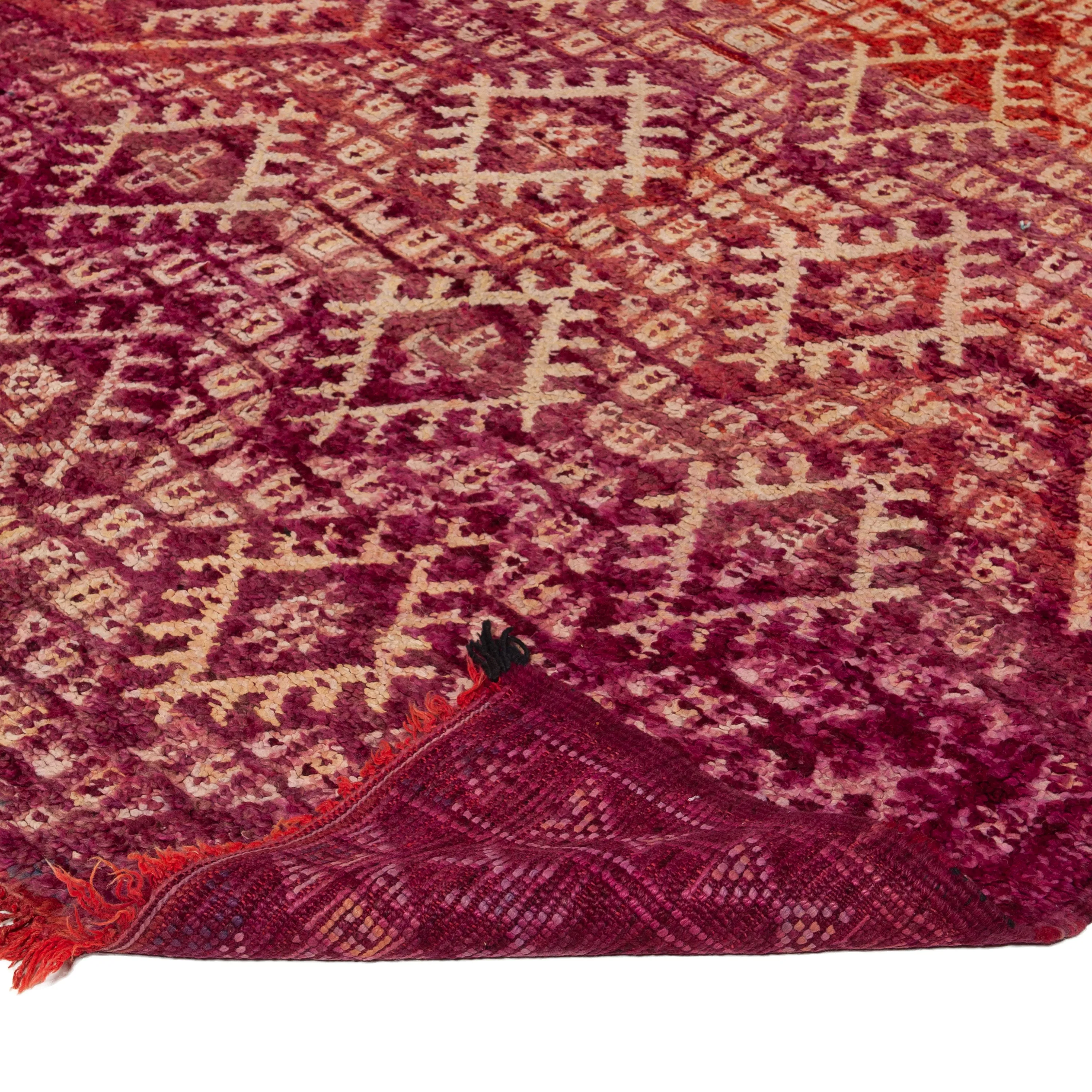 Pink Vintage Moroccan Wool Rug - 5'7" x 13'1"