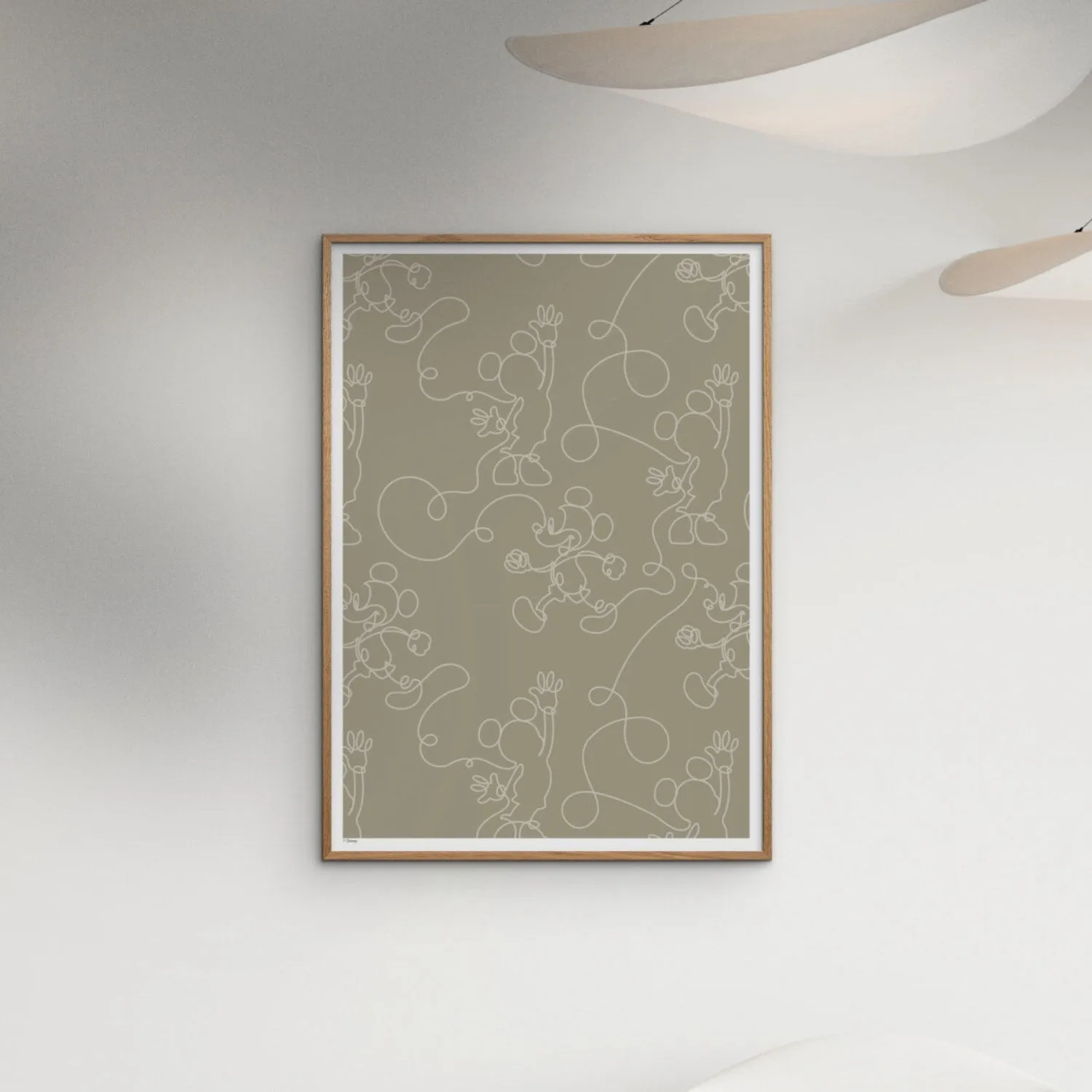 Poster & Frame Disney - Green & White Mickey Outline