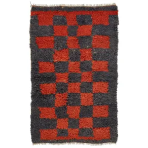 Red & Black Vintage Traditional Wool Rug - 3'10" x 5'11"