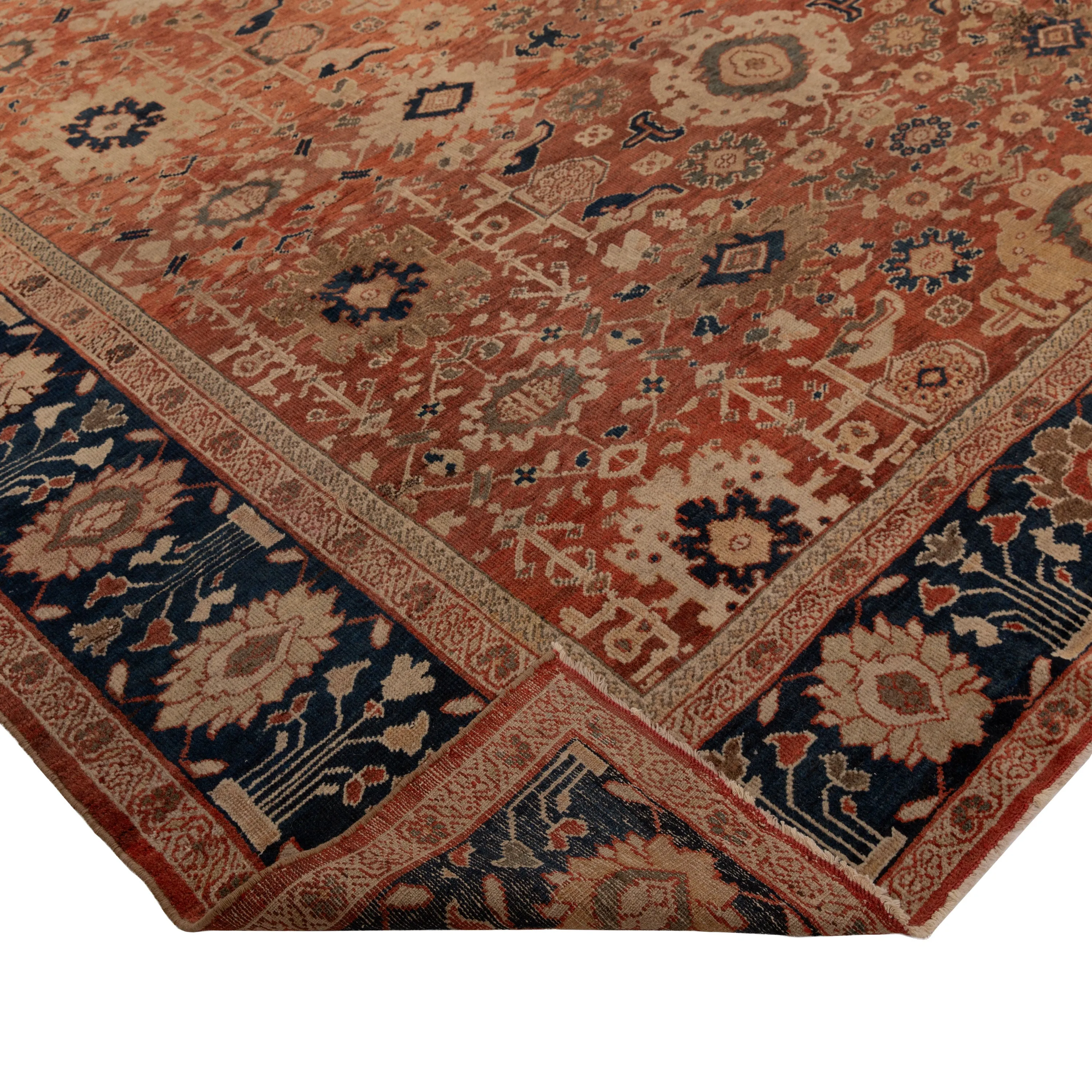 Red & Blue Antique Persian Sultanabad Rug - 10'9" x 14'9"