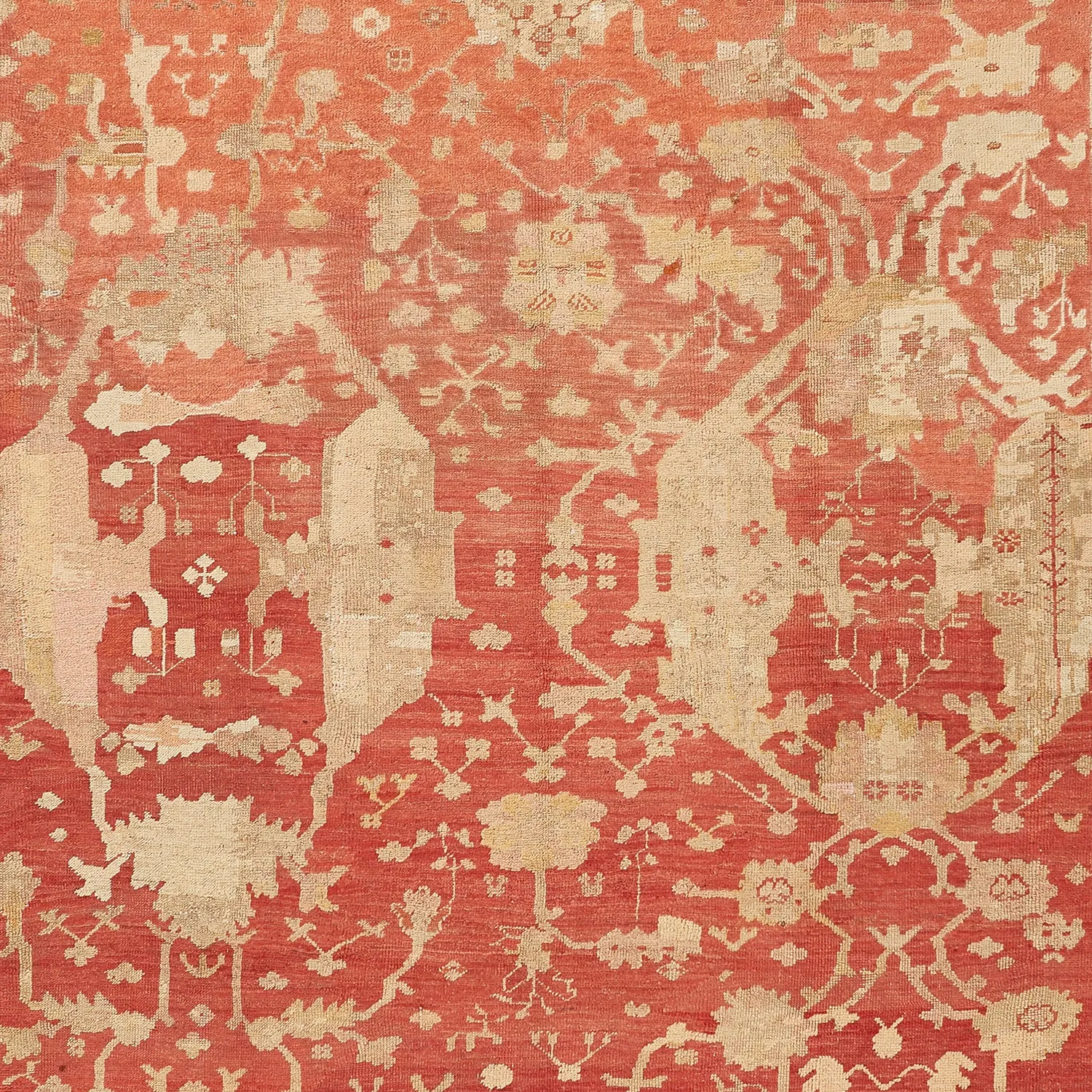 Red Antique Turkish Oushak Rug - 10'10" x 12'6"