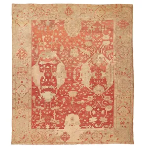 Red Antique Turkish Oushak Rug - 10'10" x 12'6"