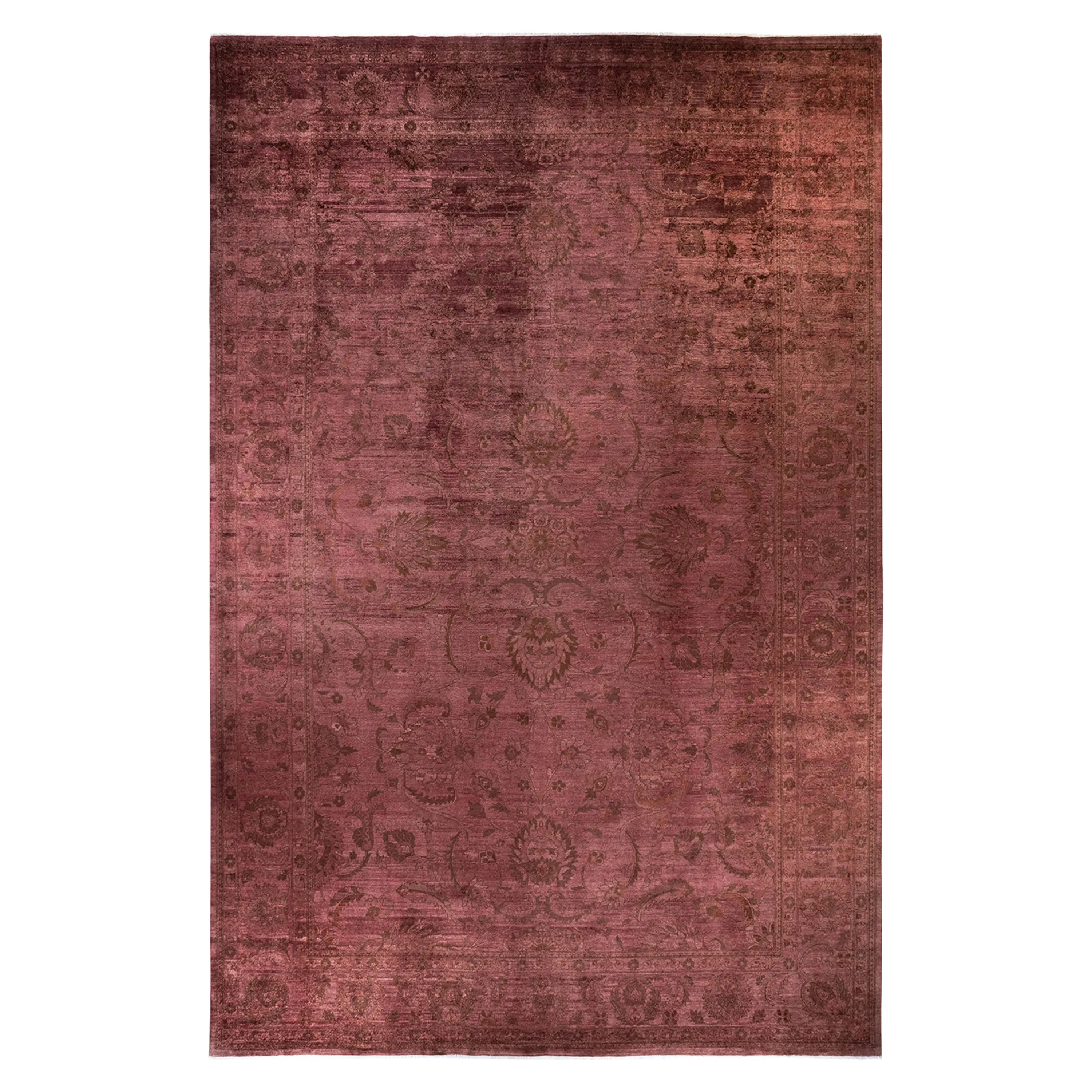 Red Overdyed Wool Rug - 11'10" x 17'10"