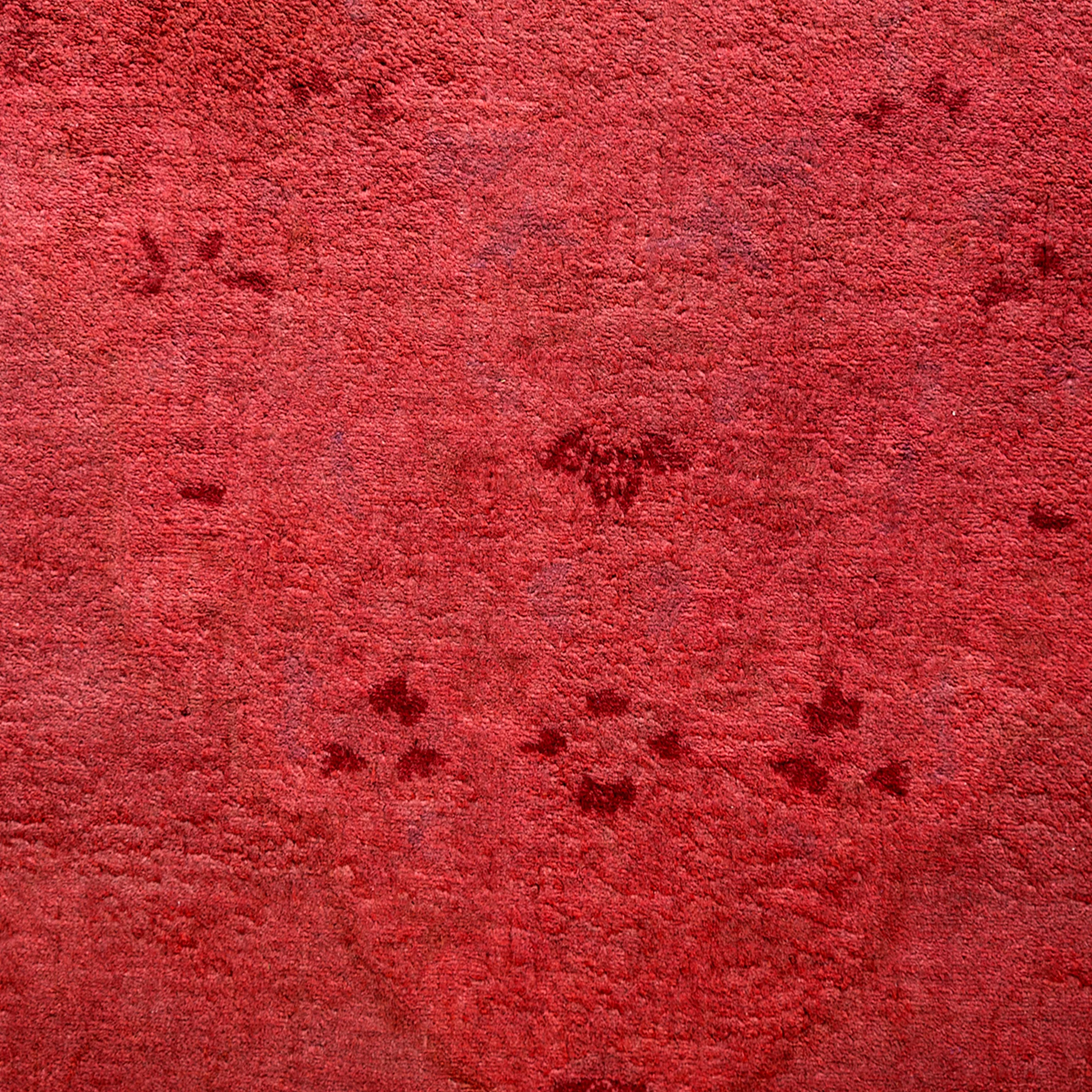Red Overdyed Wool Rug - 6'2" x 8'10"