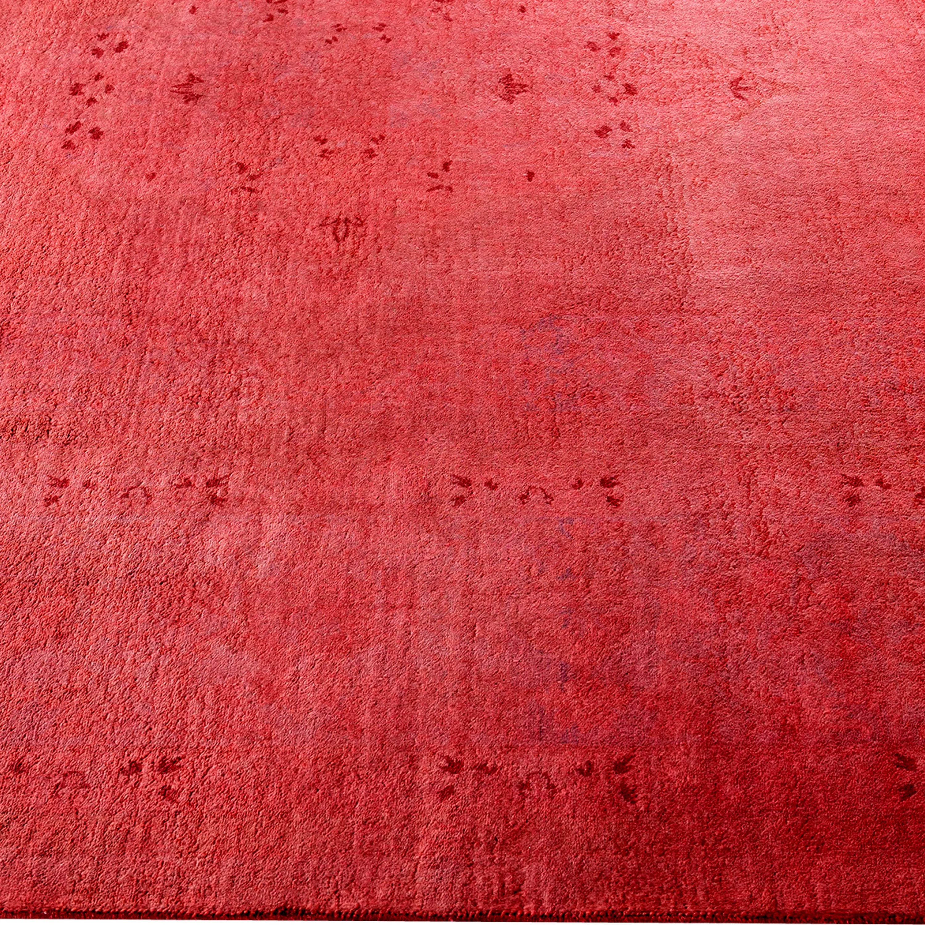 Red Overdyed Wool Rug - 6'2" x 8'10"