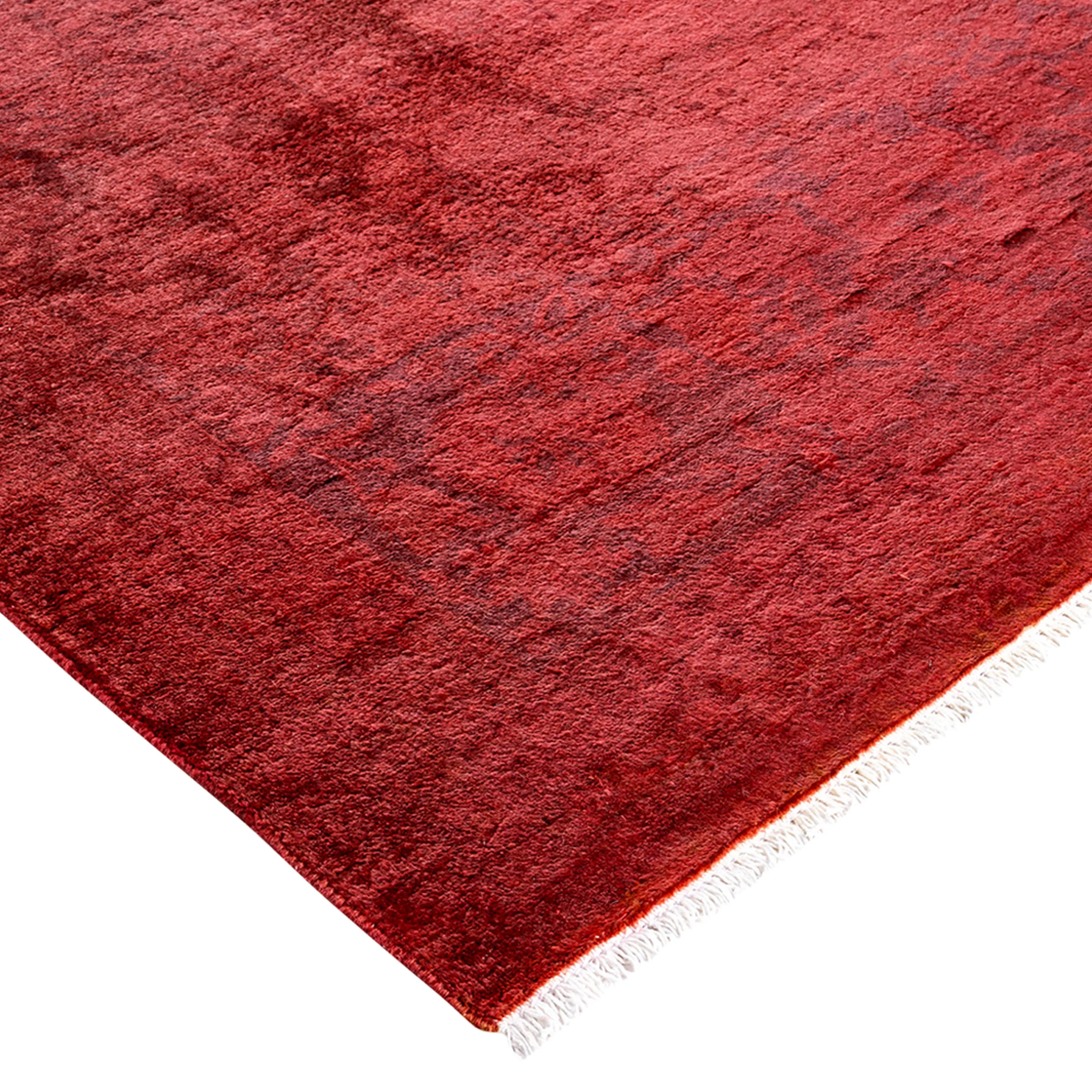 Red Overdyed Wool Rug - 6'2" x 8'10"