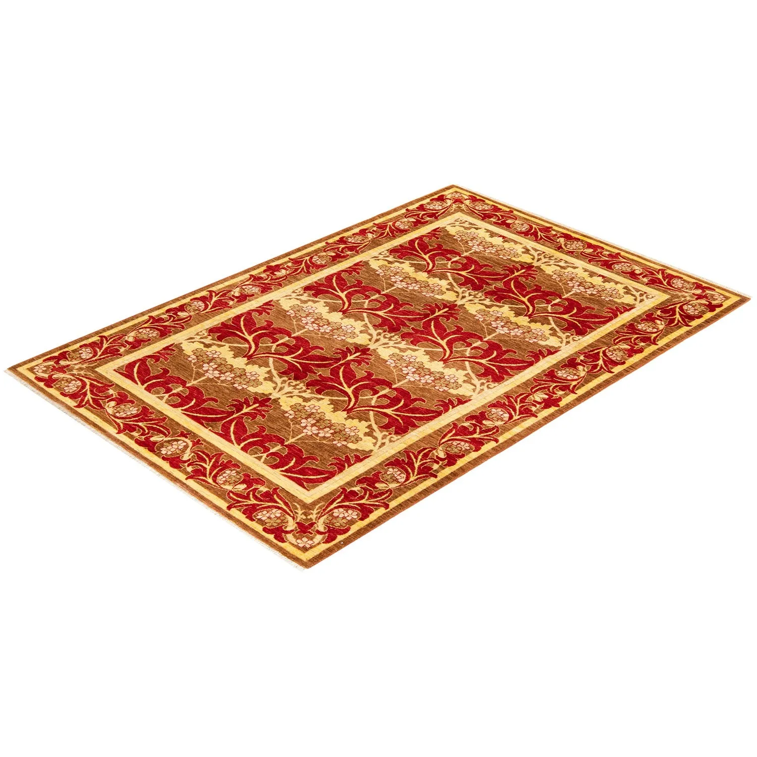 Red Transitional Wool Rug - 6'1" x 8'10"