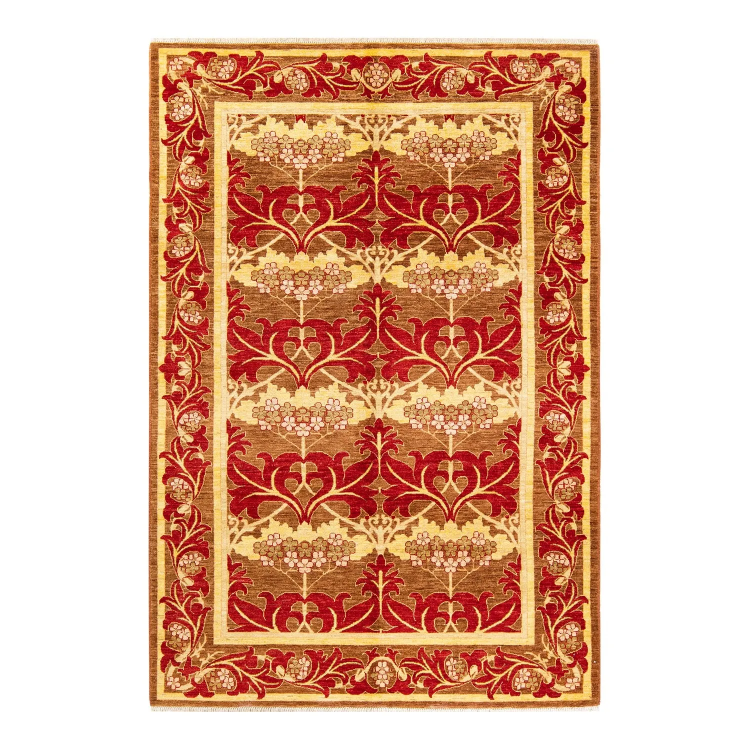 Red Transitional Wool Rug - 6'1" x 8'10"