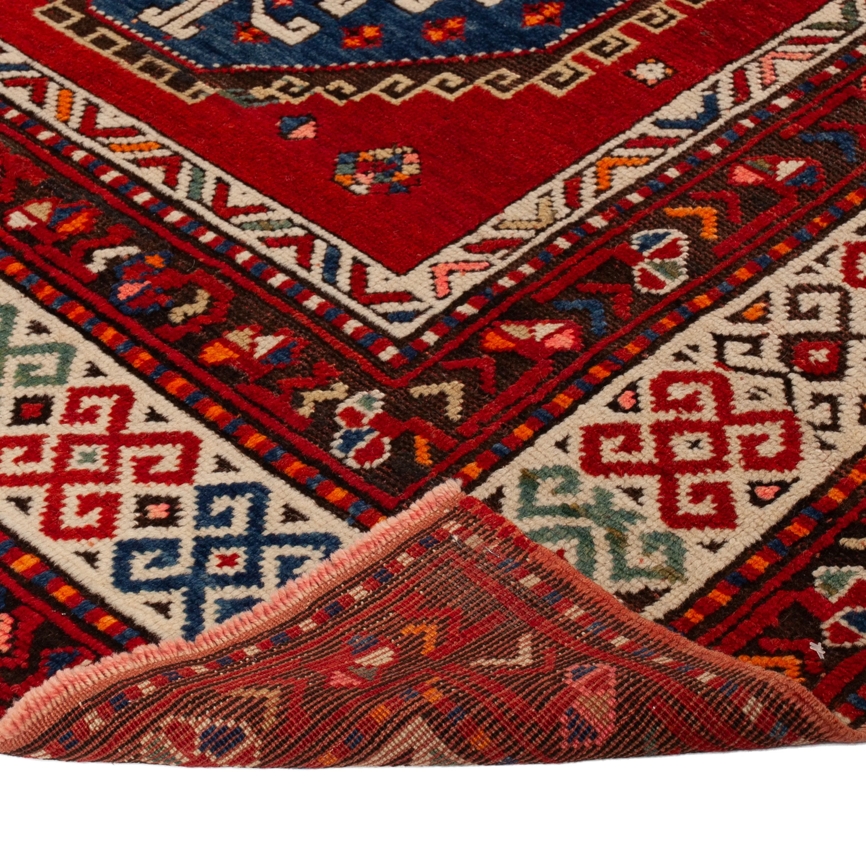 Red Vintage Kazak Wool Rug - 5' x 10'