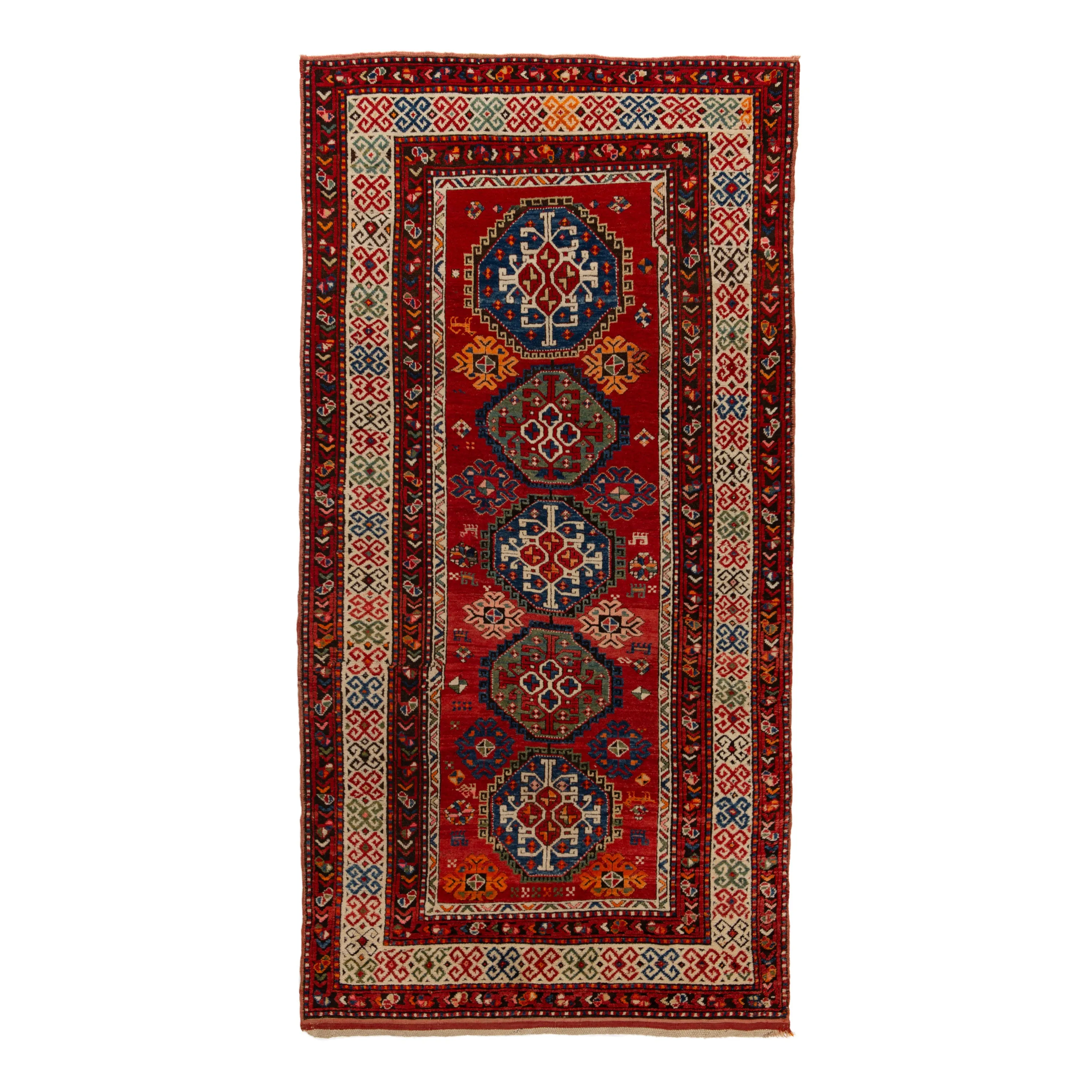 Red Vintage Kazak Wool Rug - 5' x 10'