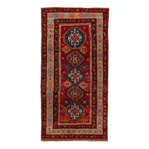 Red Vintage Kazak Wool Rug - 5' x 10'