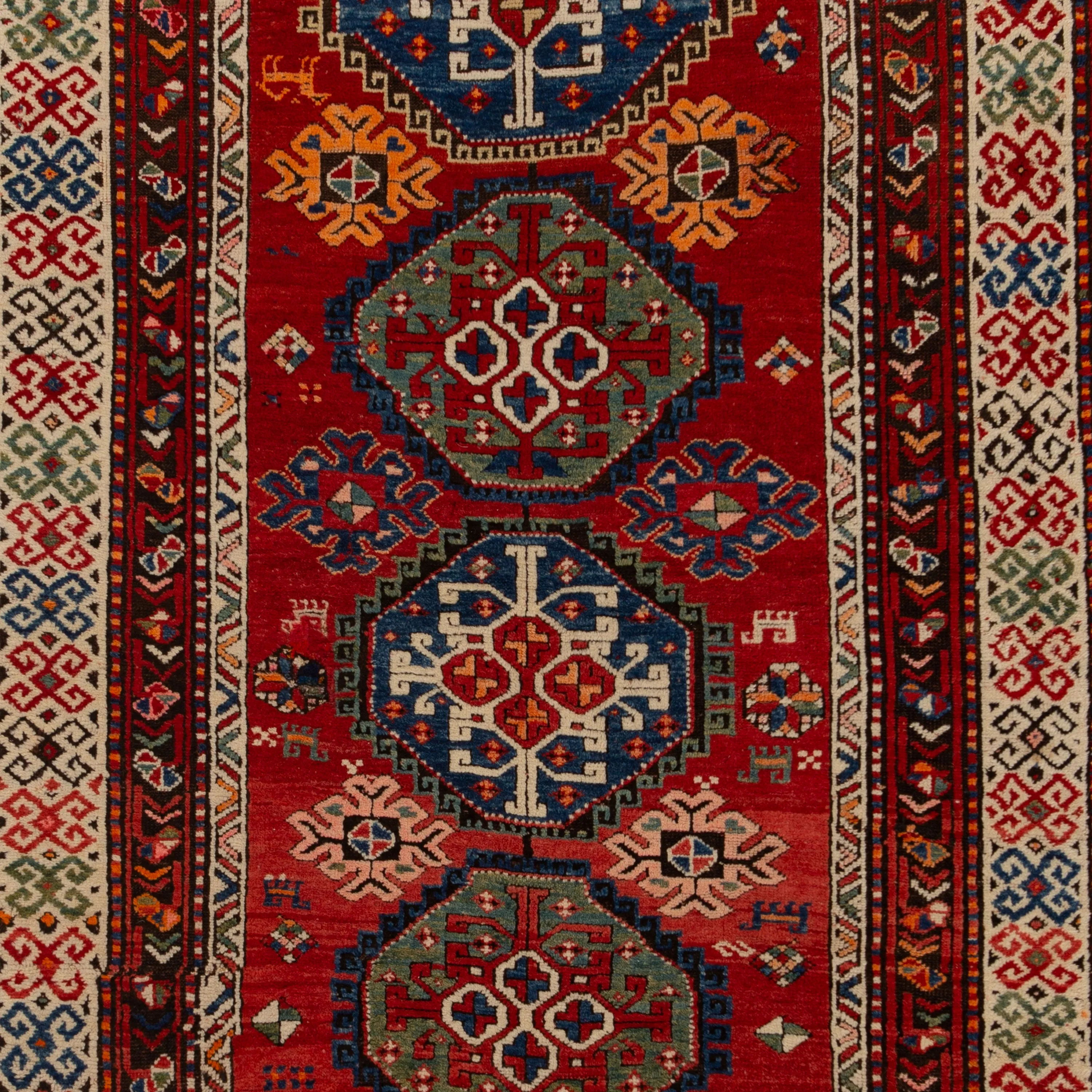 Red Vintage Kazak Wool Rug - 5' x 10'