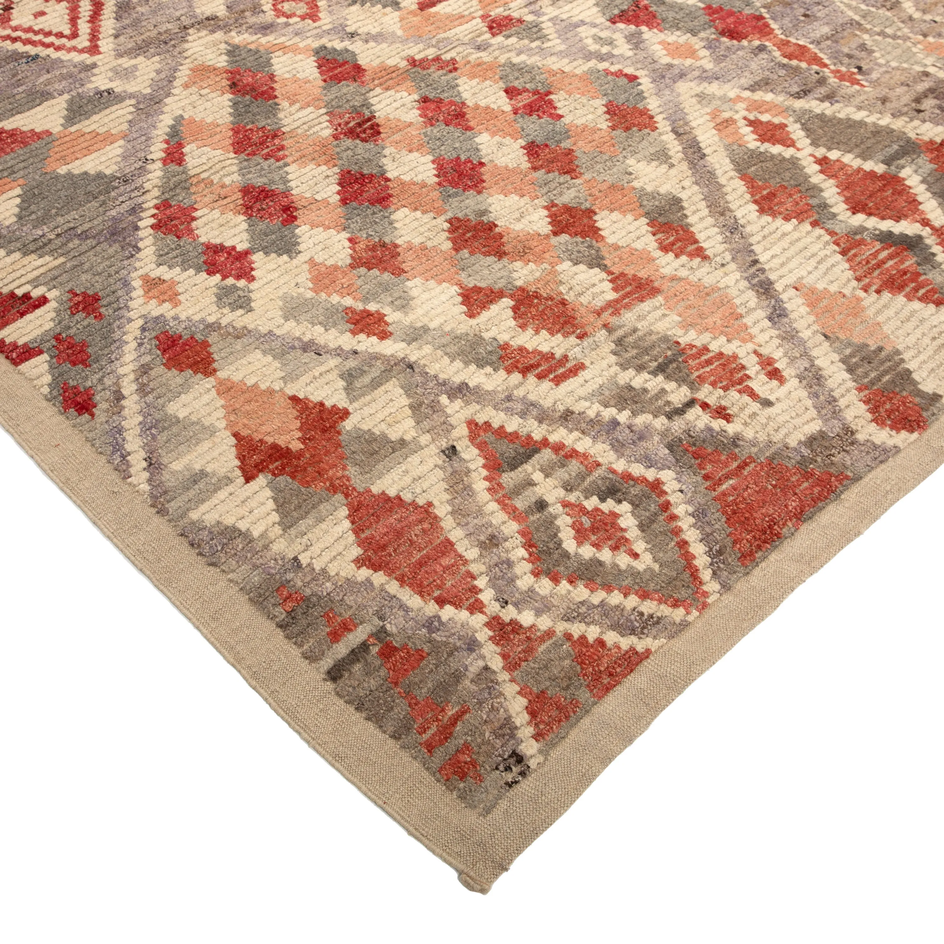 Red Zameen Transitional Wool Rug - 9'5" x 12'4"