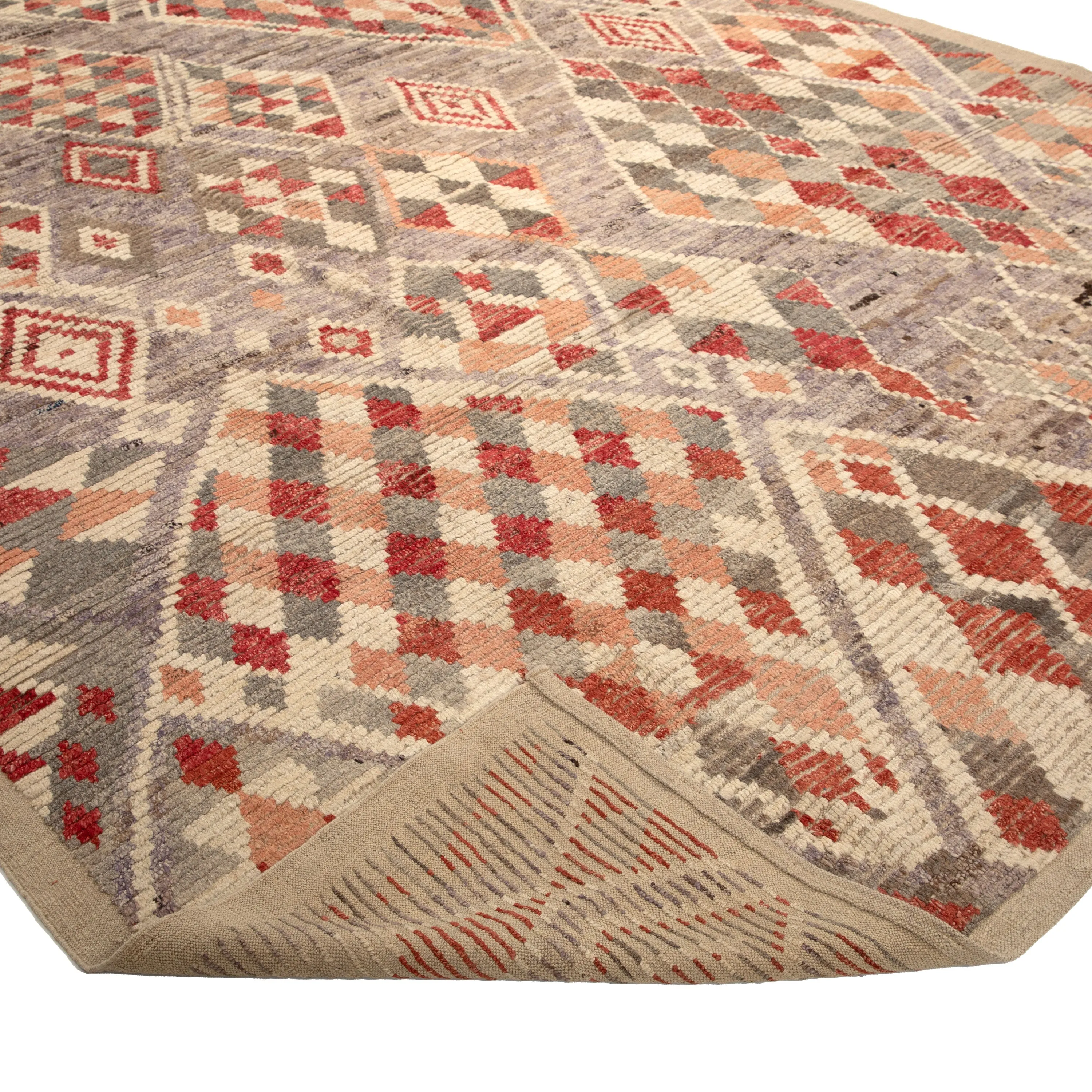 Red Zameen Transitional Wool Rug - 9'5" x 12'4"