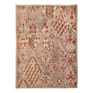 Red Zameen Transitional Wool Rug - 9'5" x 12'4"