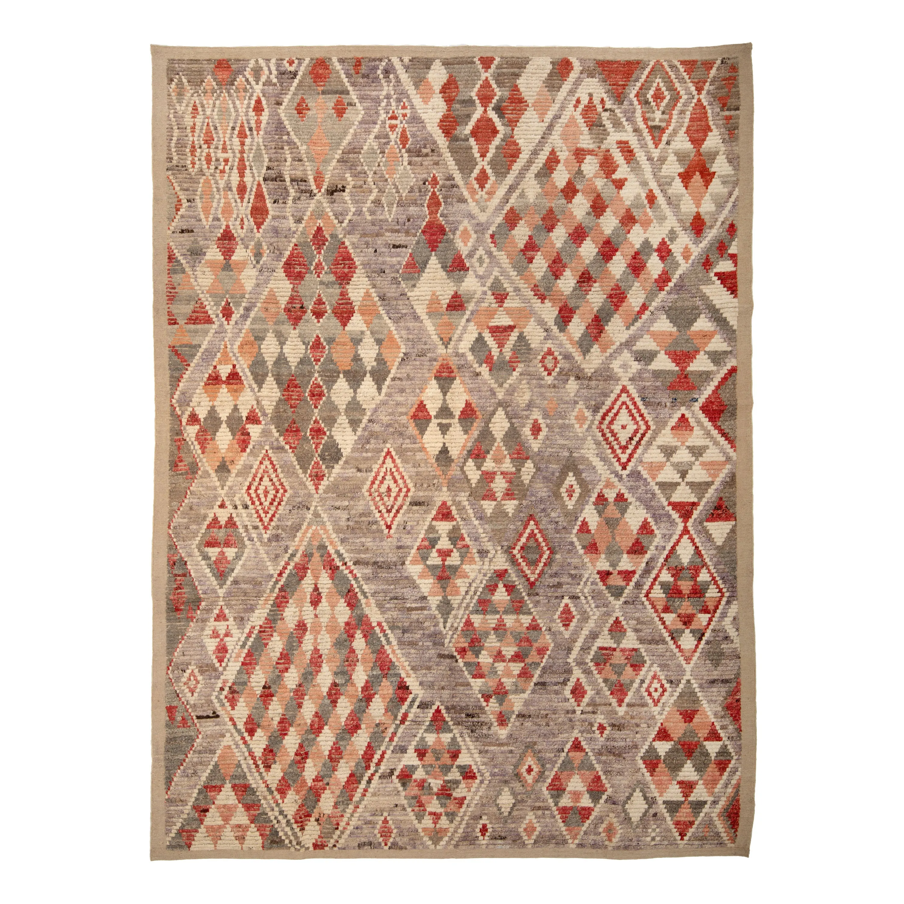 Red Zameen Transitional Wool Rug - 9'5" x 12'4"