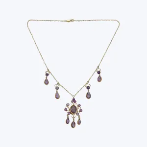 Retro 14K Yellow Gold Amethyst Gemset Pendant