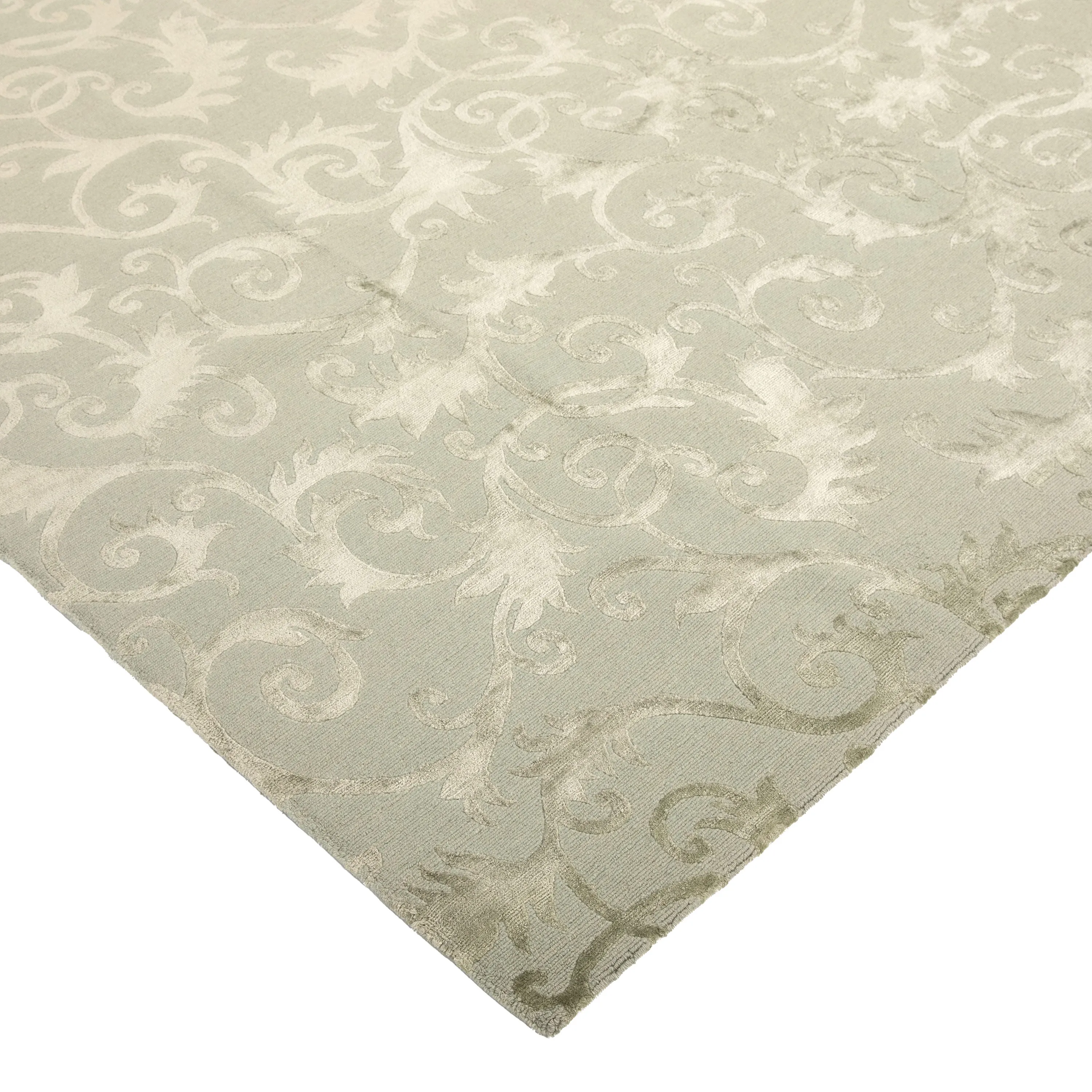 Sage Tibetan Transitional Wool Silk Blend Rug - 8'1" x 10'2"