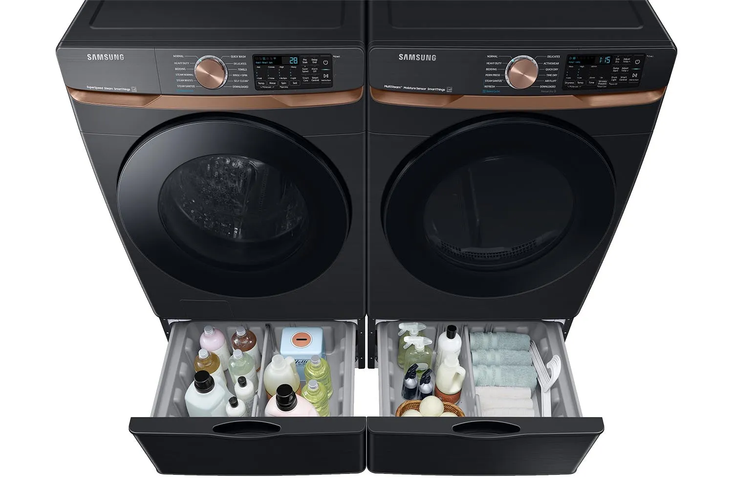 Samsung Black Stainless Steel Front Load Washer with Large Capacity and Super Speed (5.8cu.ft) - WF50BG8300AVUS