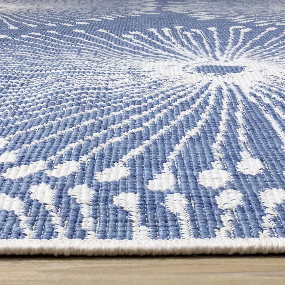 Summer Breeze 6'7" x 9'6" Outdoor Reversible Dandelion Wish Rug - Blue, White