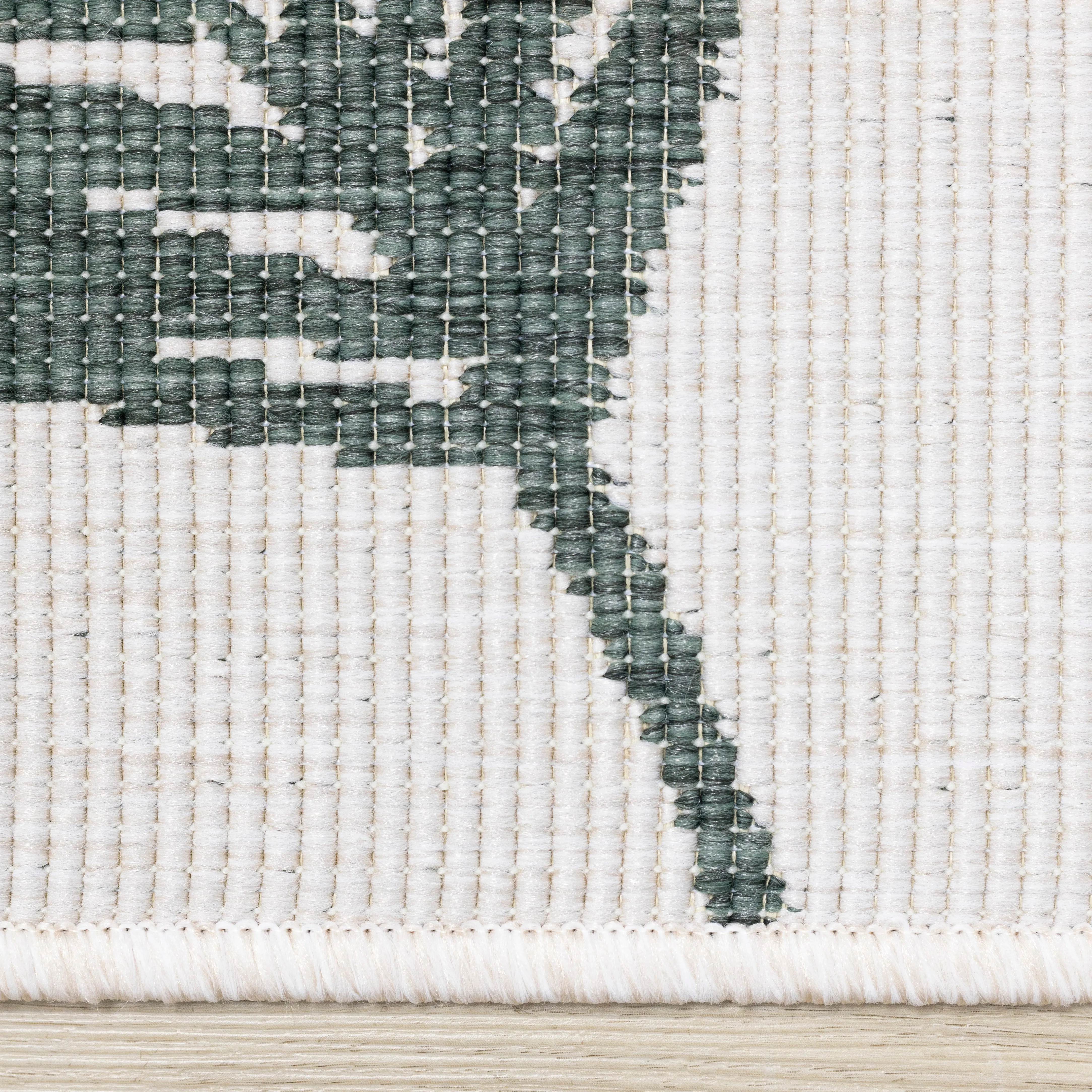 Summer Breeze 6'7" X 9'6" Outdoor Reversible Rug - Green, Leaf Motif