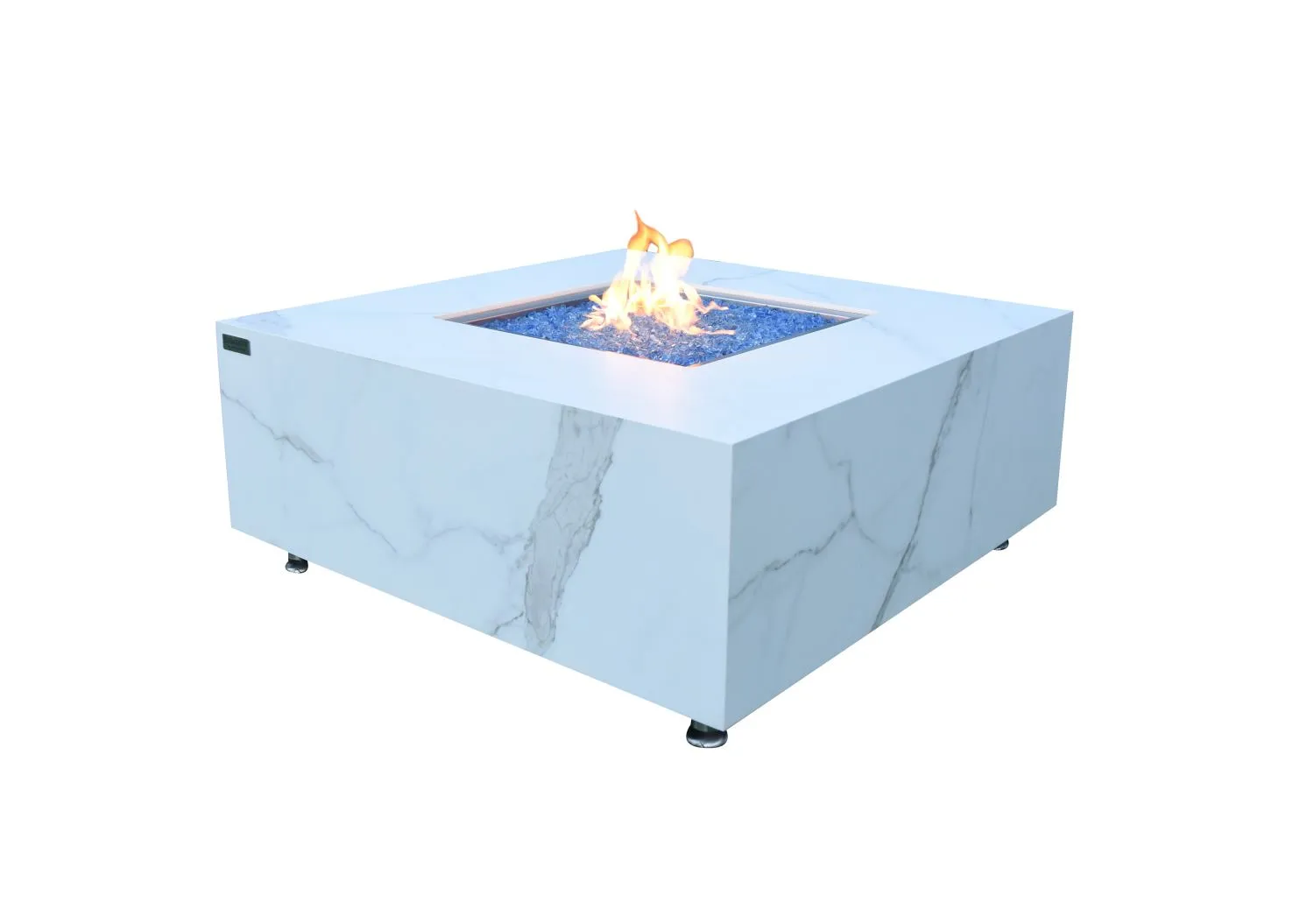 Tambora Marble Porcelain Fire Pit (Elementi) - White / Natural Gas
