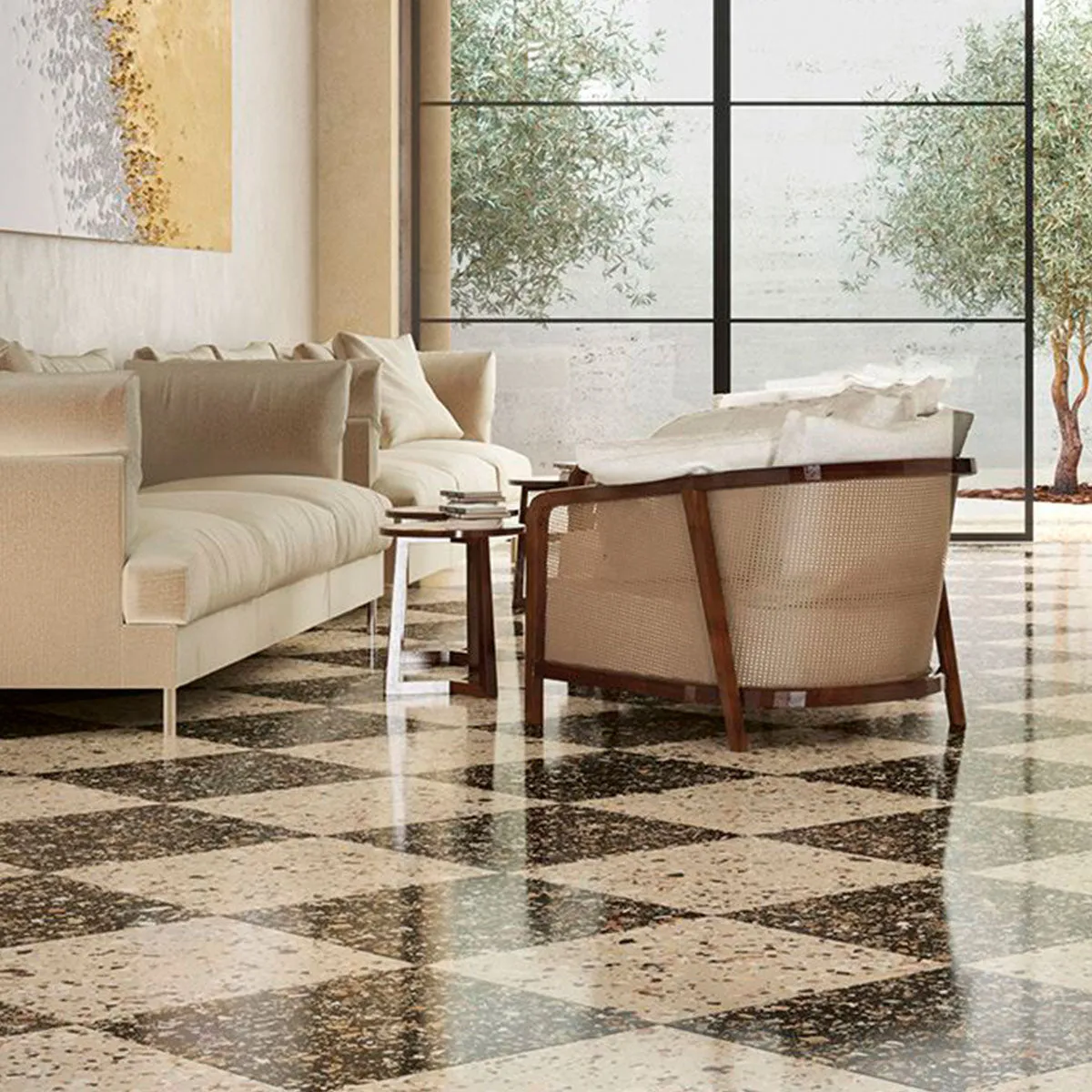 Terrazzo Lusso Beige Full-Bodied Porcelain Tile 60x60cm Matt